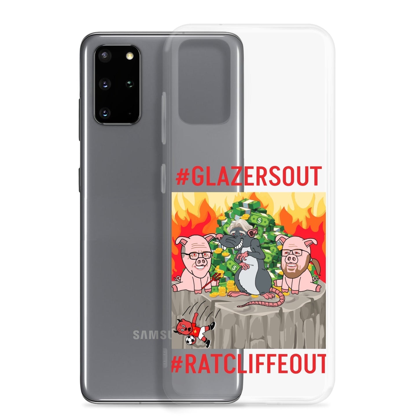 Next Cult Brand Manchester United phone case with #GLAZERSOUT and #RATCLIFFEOUT design for Samsung phone