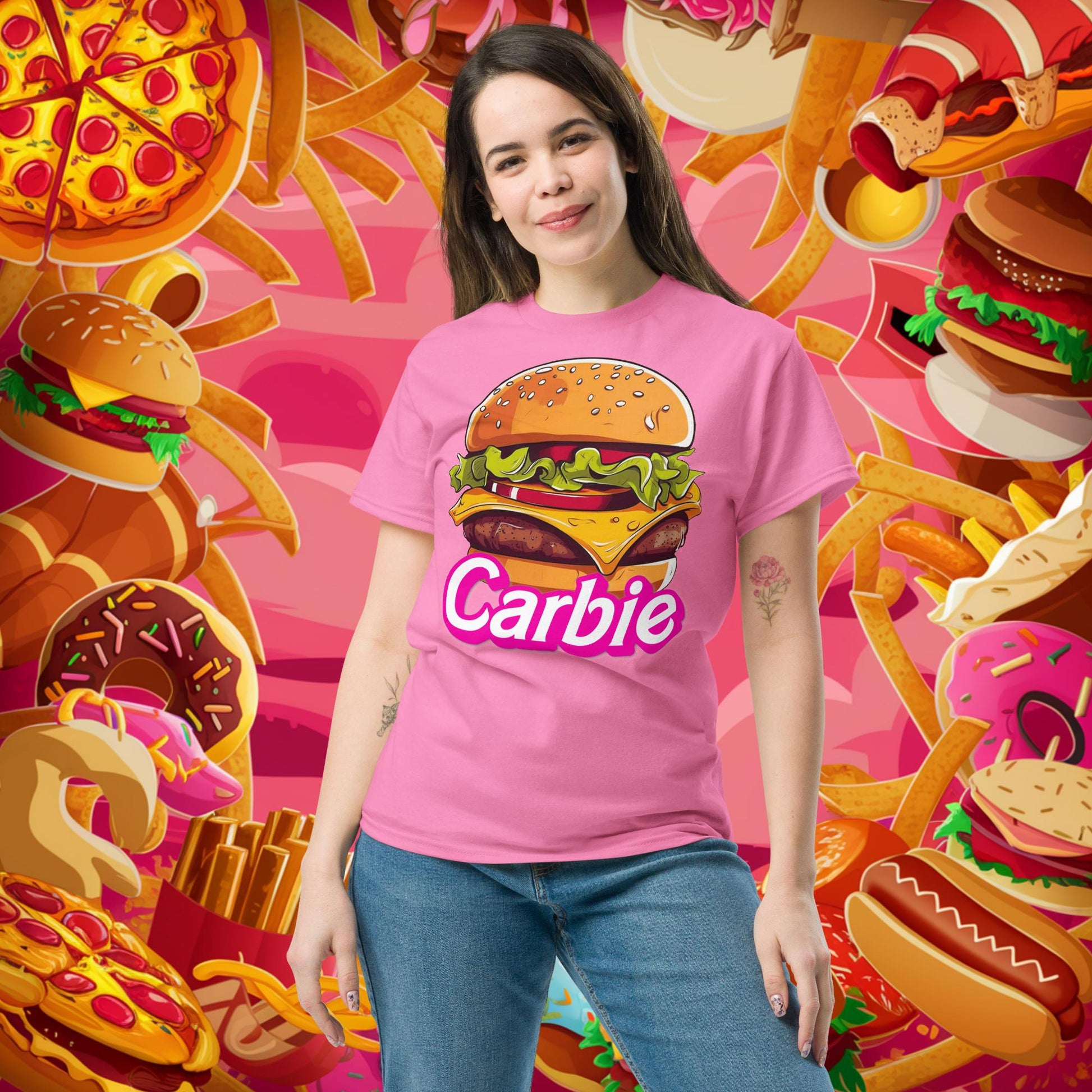 Carbie Barbie Cheeseburger tee Next Cult Brand