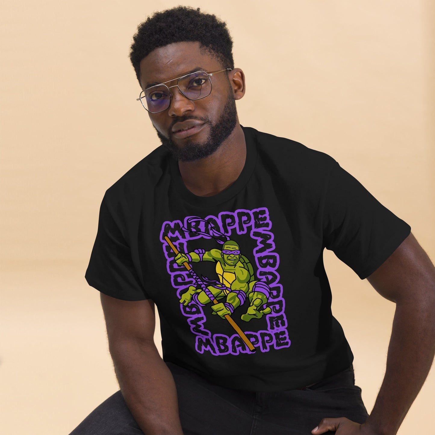 Kylian Mbappe Purple Ninja Turtle Donatello Men's classic T-shirt Next Cult Brand Donatello, Football, Kylian Mbappe, Ninja Turtles, PSG