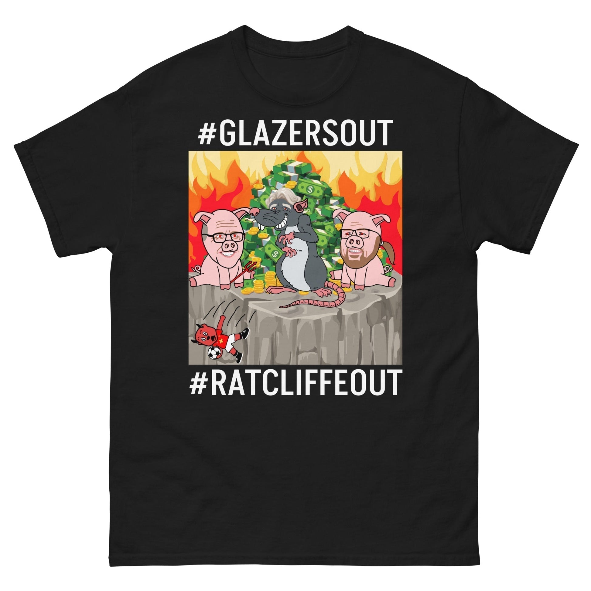 Manchester United Ratcliffe Out, Glazers Out T-shirt, White Letters, #GlazersOut #RatcliffeOut Next Cult Brand Football, GlazersOut, Manchester United, RatcliffeOut