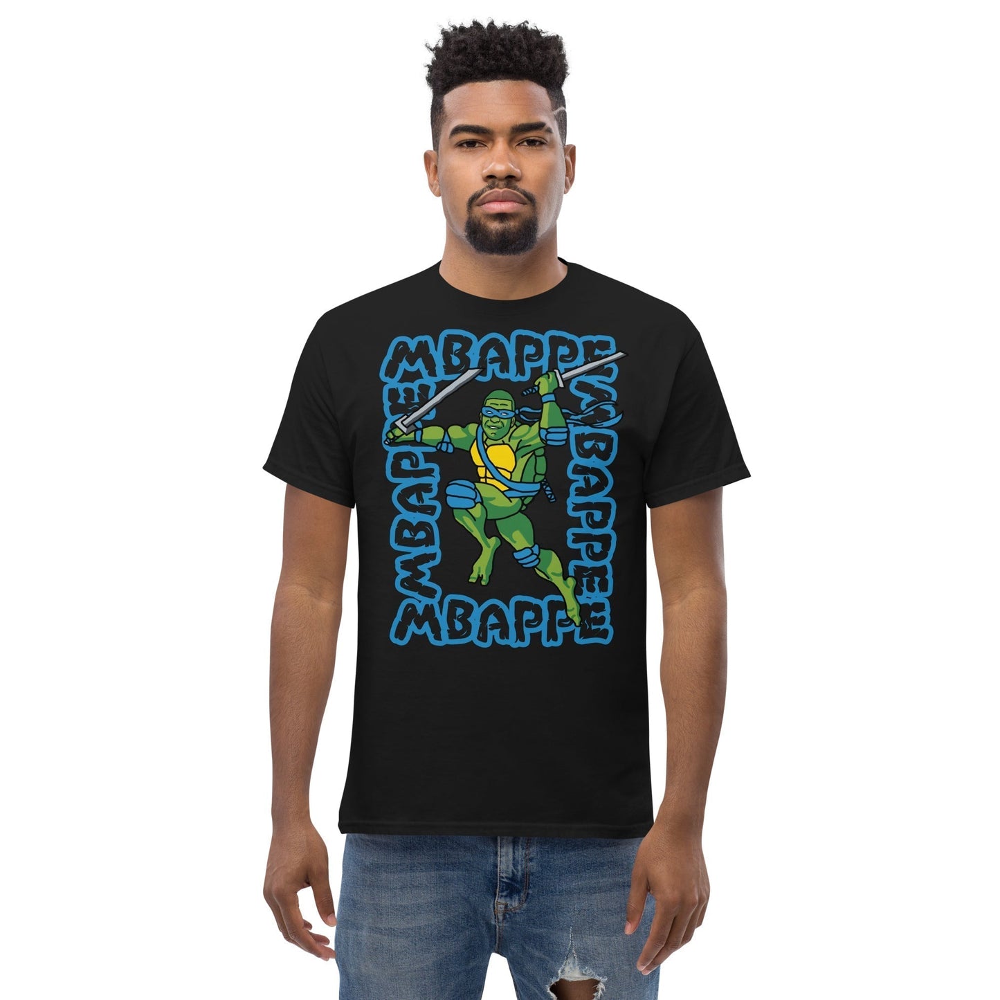 Kylian Mbappe Blue Ninja Turtle Leonardo Men's classic tee T-shirts Football Kylian Mbappe Ninja Turtles PSG Real Madrid Next Cult Brand