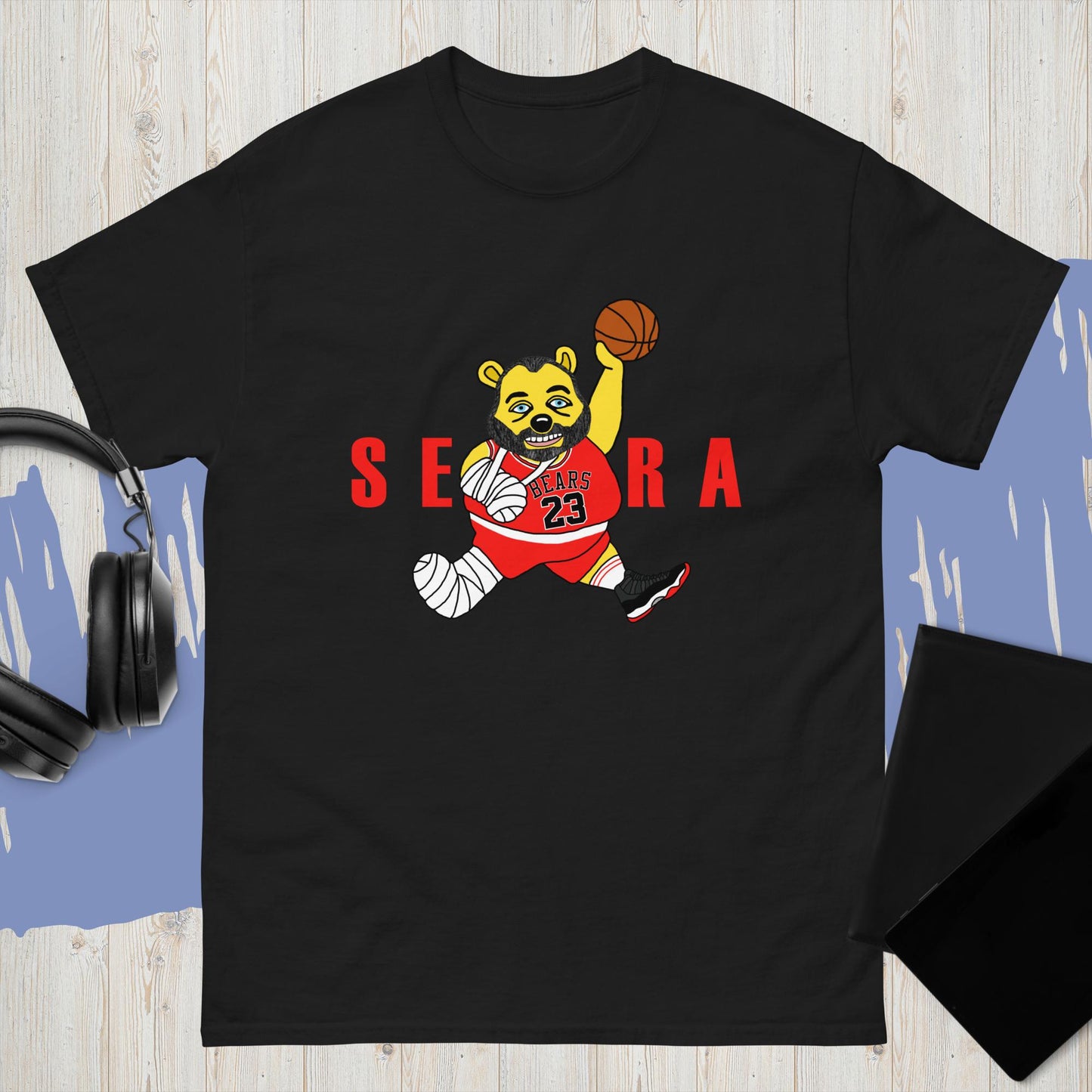 Air Segura, Tom Segura Basketball, Your Mom's House (YMH), 2 Bears 1 Cave, Funny Men's classic T-shirt Black T-shirts 2 Bears 1 Cave Air Segura Podcasts Stand-up Comedy Tom Segura YMH Next Cult Brand