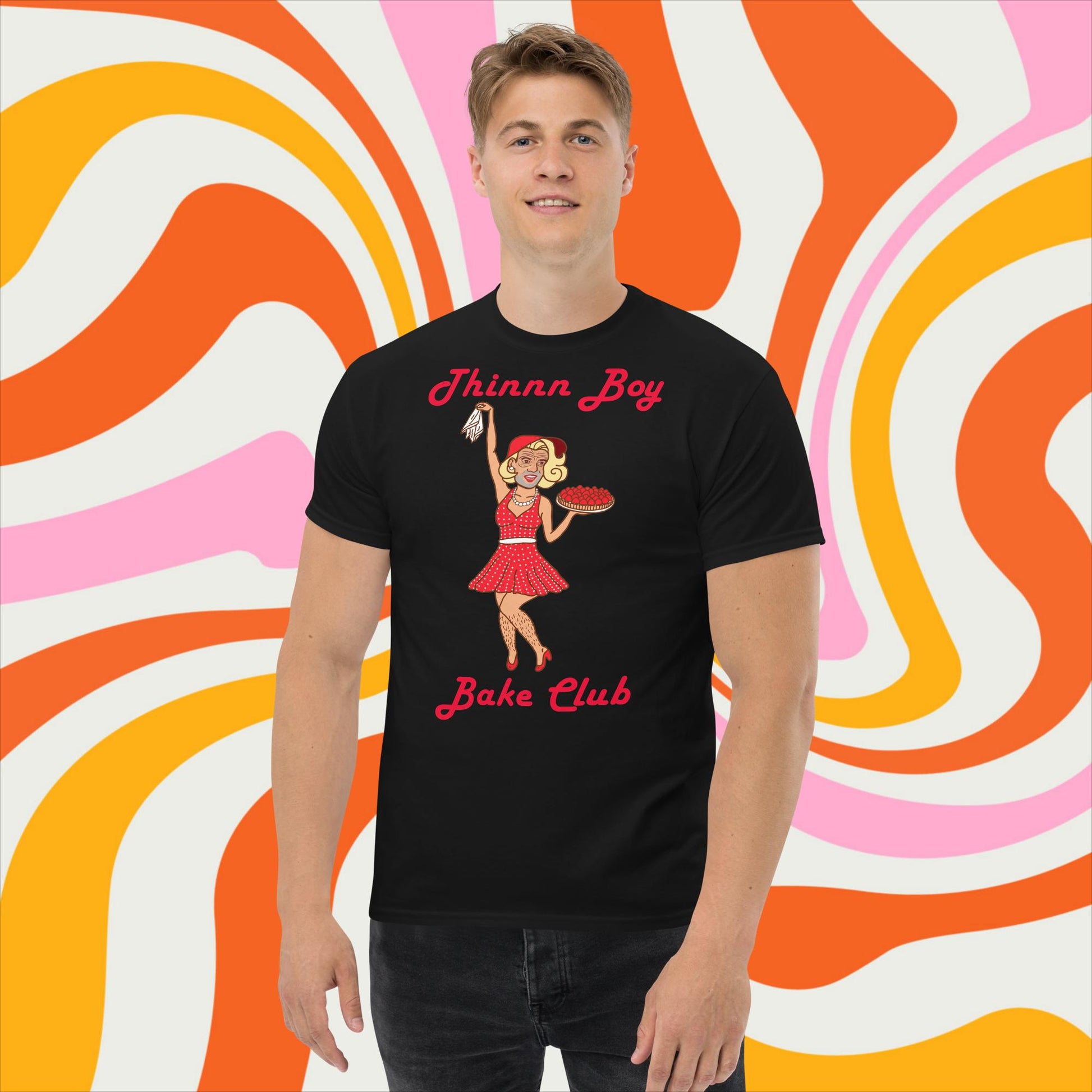 Thinnn Boy Bake Club The Fighter and The Kid TFATK Podcast Comedy 60s retro housewife Bryan Callen classic tee Black T-shirts Bryan Callen Podcasts Stand-up Comedy The Fighter and The Kid (TFATK) Thinnn Boy Bake Club Next Cult Brand