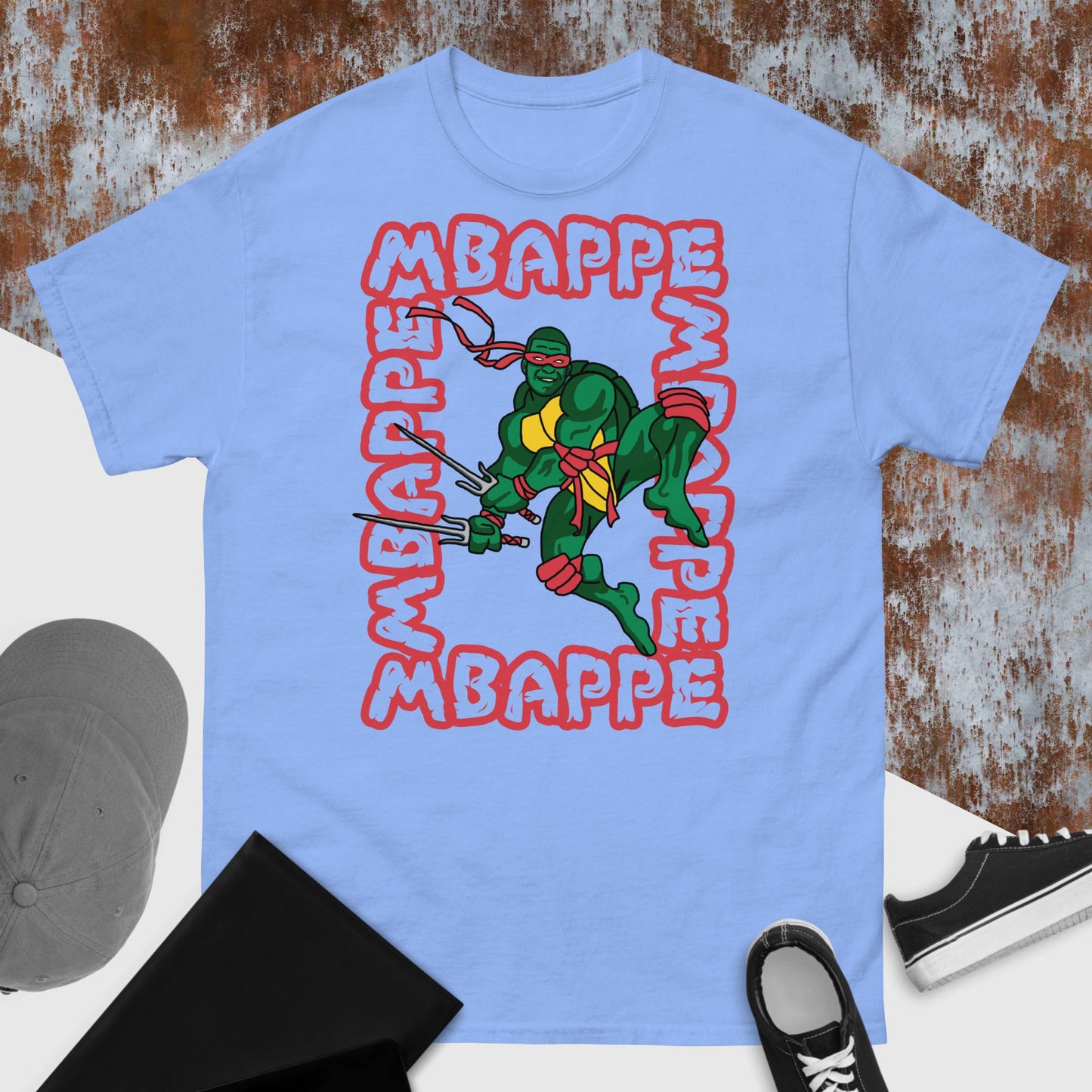 Kylian Mbappe Red Ninja Turtle Raphael Men's classic tee Next Cult Brand Football, Kylian Mbappe, Ninja Turtles, PSG, Raphael