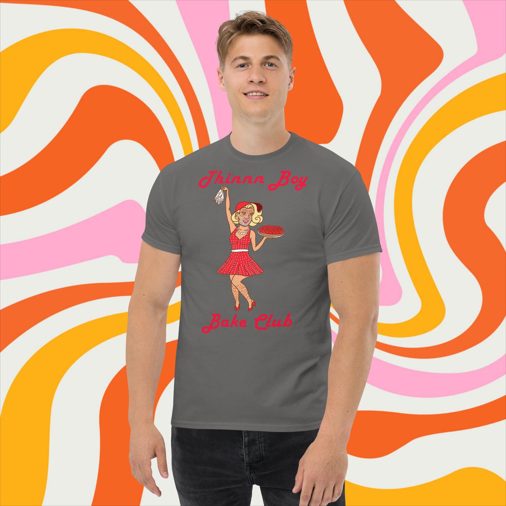 Thinnn Boy Bake Club The Fighter and The Kid TFATK Podcast Comedy 60s retro housewife Bryan Callen classic tee Charcoal T-shirts Bryan Callen Podcasts Stand-up Comedy The Fighter and The Kid (TFATK) Thinnn Boy Bake Club Next Cult Brand