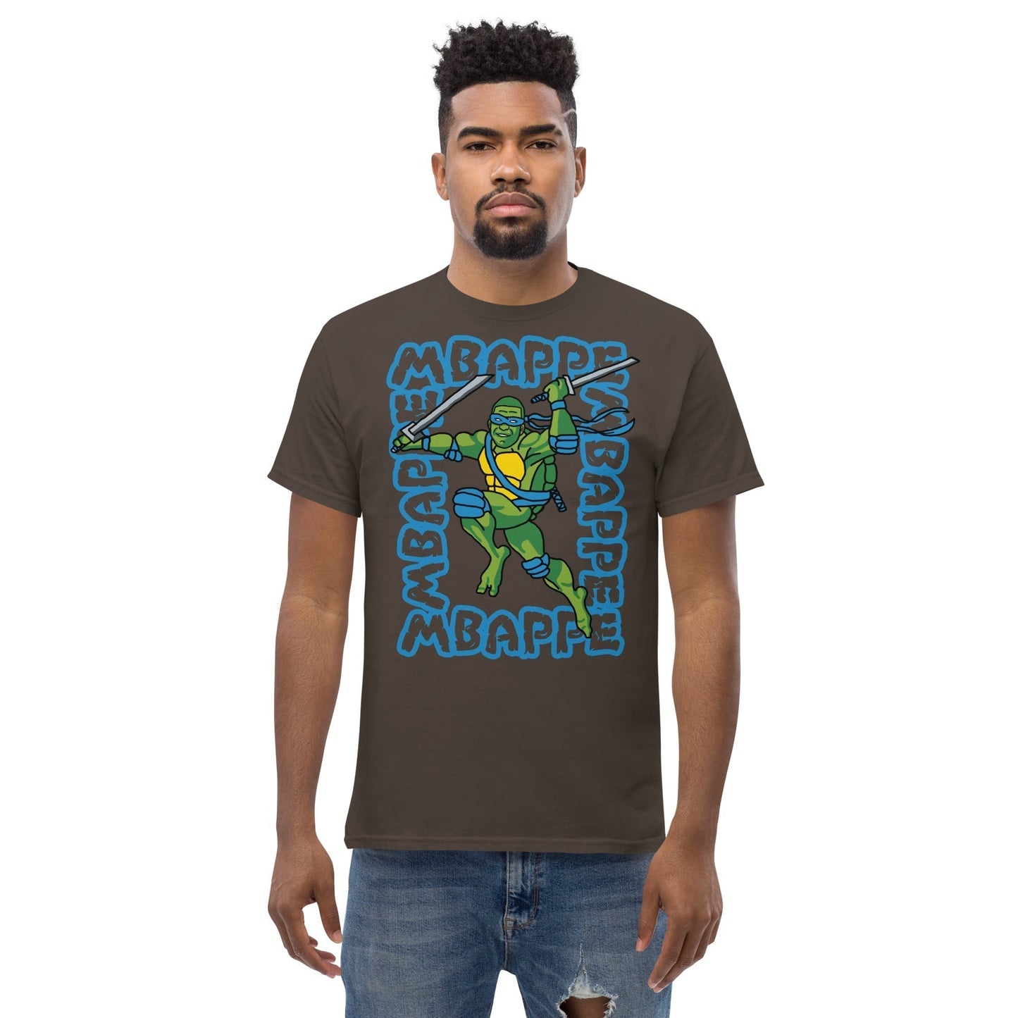 Kylian Mbappe Blue Ninja Turtle Leonardo Men's classic tee Next Cult Brand Football, Kylian Mbappe, Leonardo, Ninja Turtles, PSG