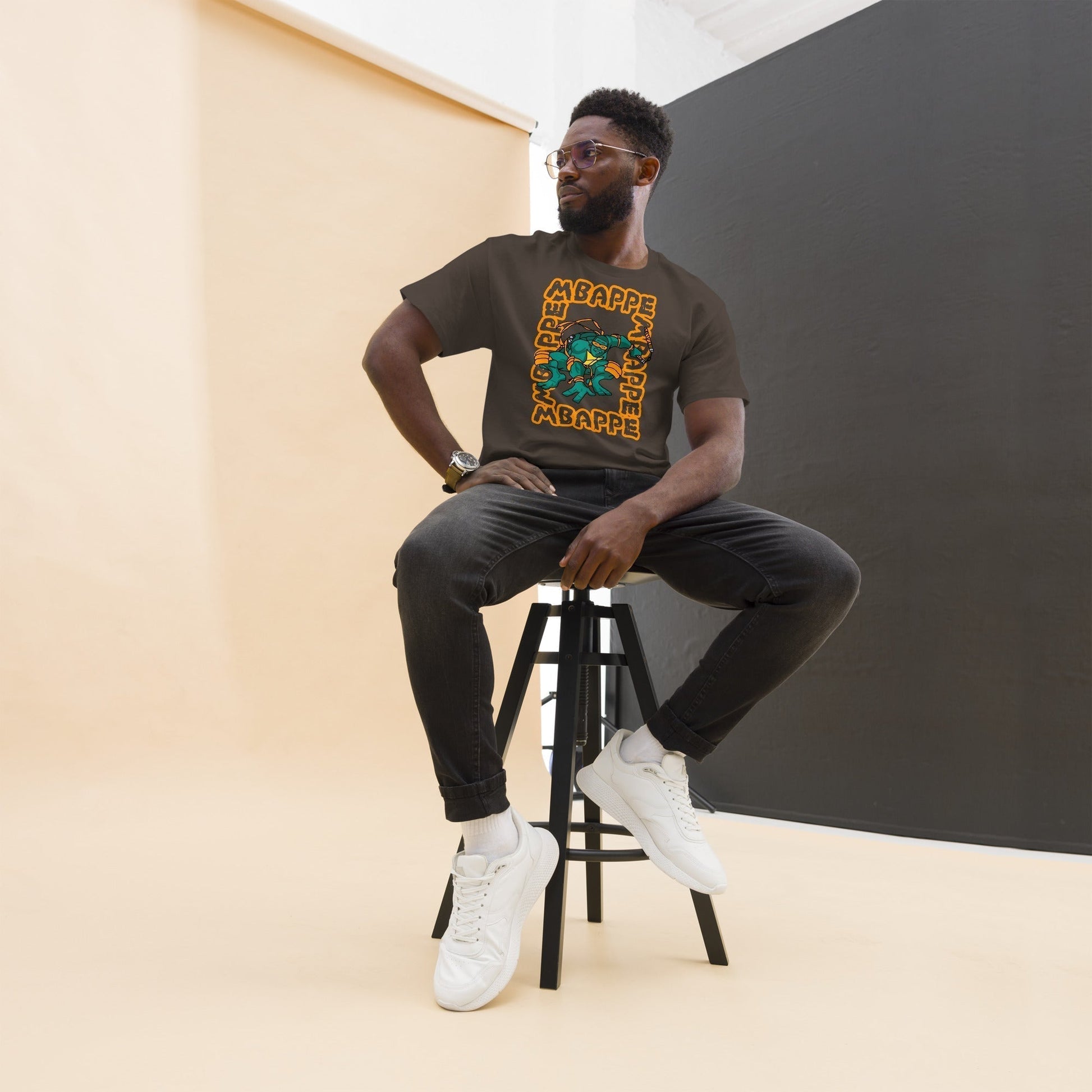 Kylian Mbappe Orange Ninja Turtle Michelangelo Men's classic tee Next Cult Brand Football, Kylian Mbappe, Michelangelo, Ninja Turtles, PSG