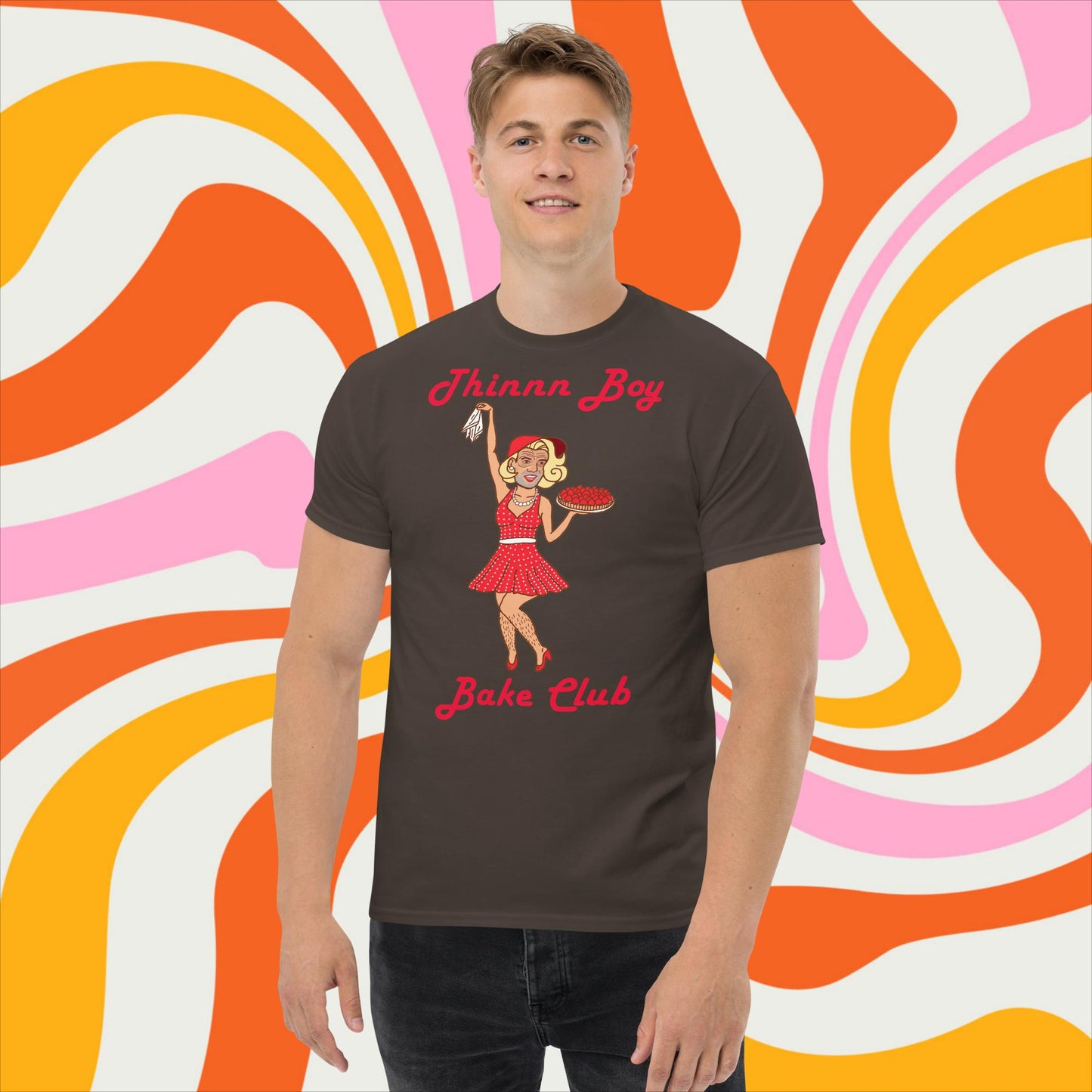 Thinnn Boy Bake Club The Fighter and The Kid TFATK Podcast Comedy 60s retro housewife Bryan Callen classic tee Dark Chocolate T-shirts Bryan Callen Podcasts Stand-up Comedy The Fighter and The Kid (TFATK) Thinnn Boy Bake Club Next Cult Brand