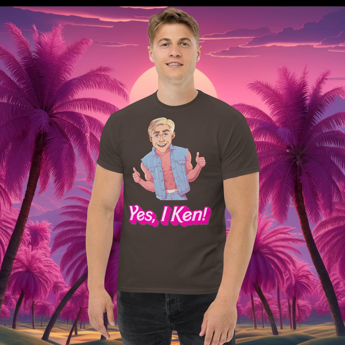 Yes I Ken Yes I can Ryan Gosling Ken Barbie Movie tee Dark Chocolate T-shirts Barbie Celebrities Ken Movies Ryan Gosling Next Cult Brand