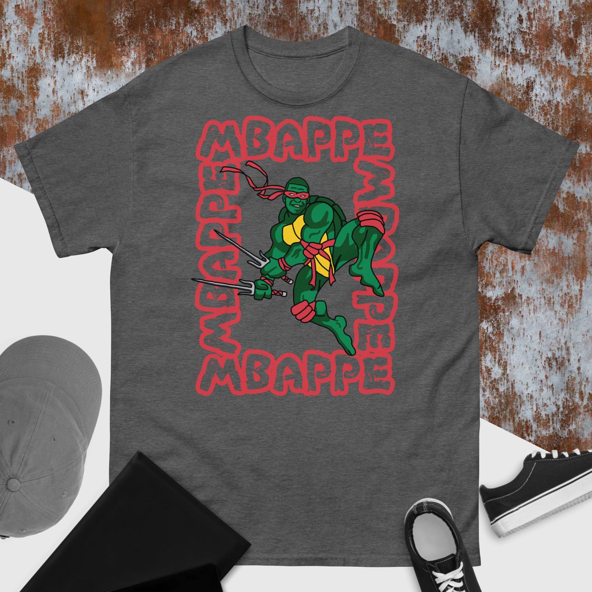 Kylian Mbappe Red Ninja Turtle Raphael Men's classic tee Next Cult Brand Football, Kylian Mbappe, Ninja Turtles, PSG, Raphael