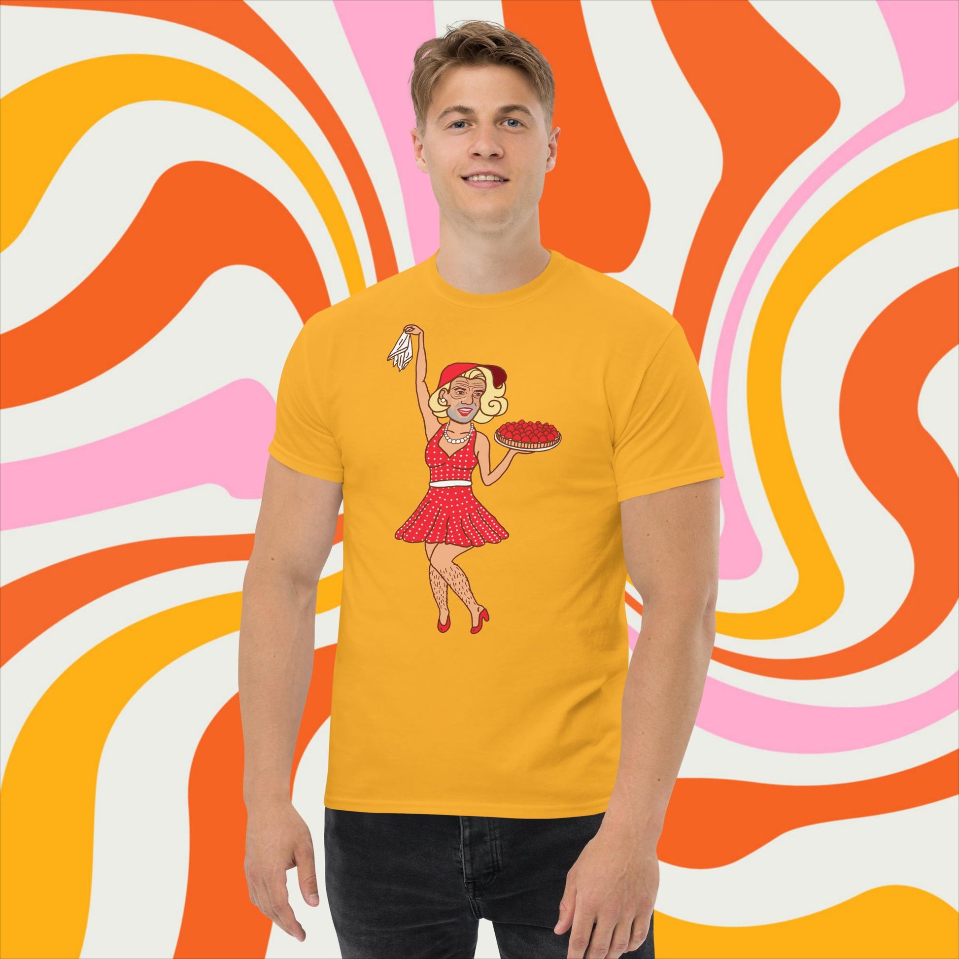 Thinnn Boy Bake Club The Fighter and The Kid TFATK Podcast Comedy 60s retro housewife Bryan Callen T-shirt Gold T-shirts Bryan Callen Podcasts Stand-up Comedy The Fighter and The Kid (TFATK) Thinnn Boy Bake Club Next Cult Brand