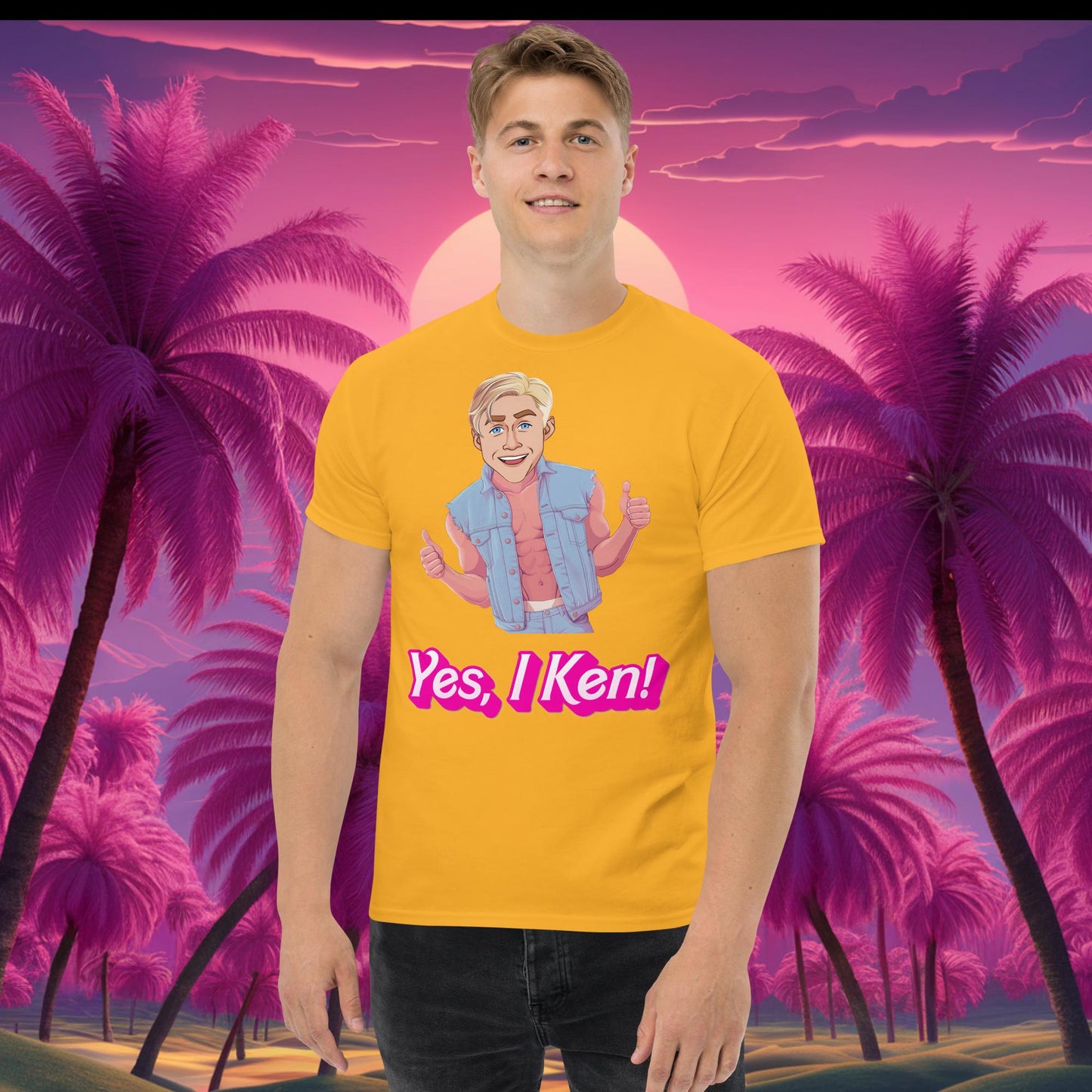 Yes I Ken Yes I can Ryan Gosling Ken Barbie Movie tee Gold T-shirts Barbie Celebrities Ken Movies Ryan Gosling Next Cult Brand