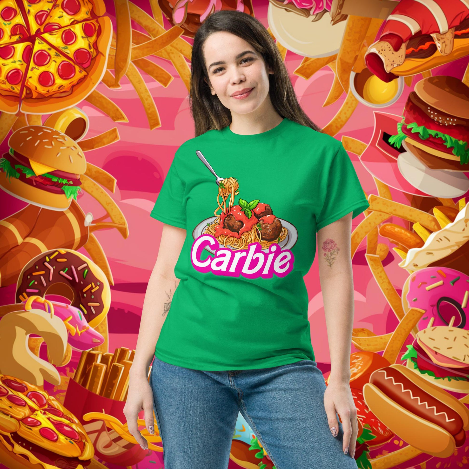 Carbie Barbie I Love Pasta I Love Carbs tee Next Cult Brand