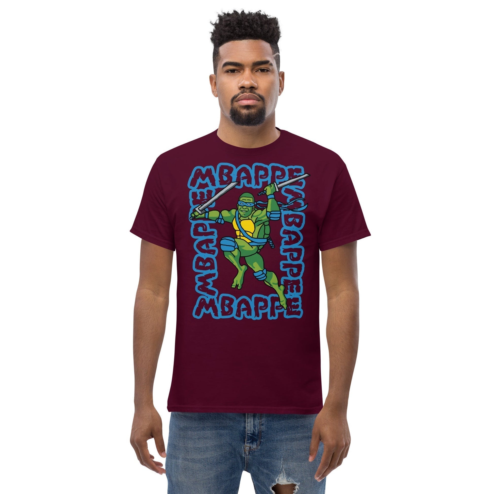 Kylian Mbappe Blue Ninja Turtle Leonardo Men's classic tee Next Cult Brand Football, Kylian Mbappe, Leonardo, Ninja Turtles, PSG