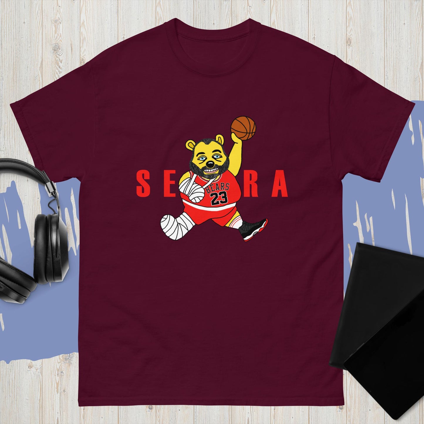 Air Segura, Tom Segura Basketball, Your Mom's House (YMH), 2 Bears 1 Cave, Funny Men's classic T-shirt Maroon T-shirts 2 Bears 1 Cave Air Segura Podcasts Stand-up Comedy Tom Segura YMH Next Cult Brand