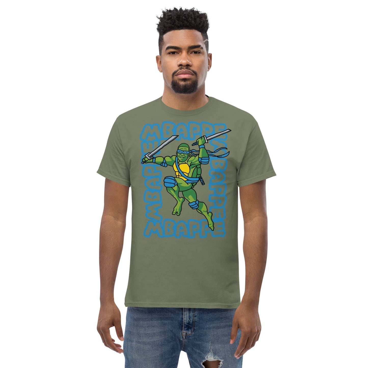 Kylian Mbappe Blue Ninja Turtle Leonardo Men's classic tee Next Cult Brand Football, Kylian Mbappe, Leonardo, Ninja Turtles, PSG