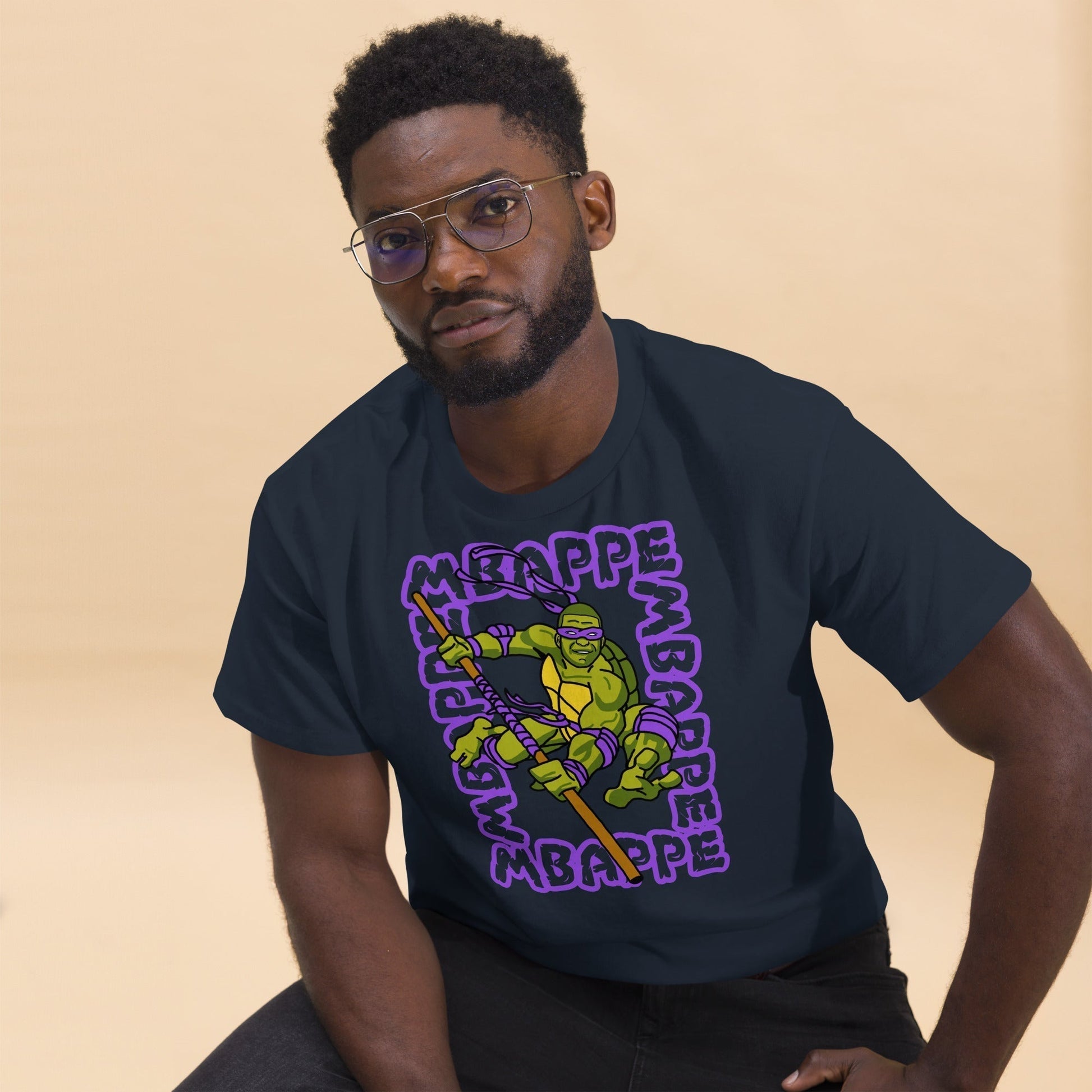 Kylian Mbappe Purple Ninja Turtle Donatello Men's classic T-shirt Next Cult Brand Donatello, Football, Kylian Mbappe, Ninja Turtles, PSG