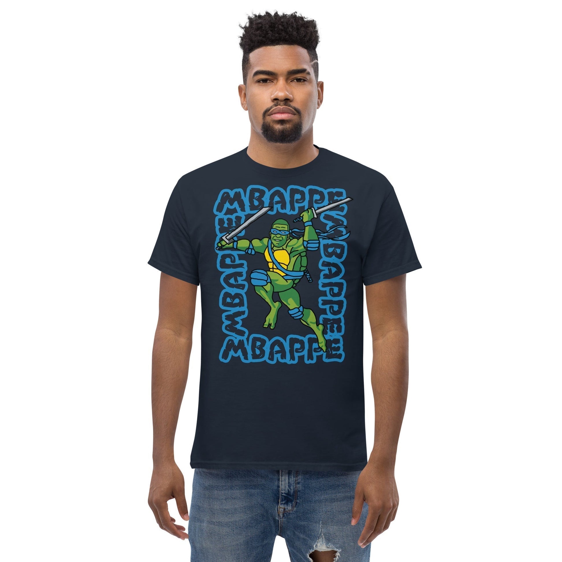 Kylian Mbappe Blue Ninja Turtle Leonardo Men's classic tee Next Cult Brand Football, Kylian Mbappe, Leonardo, Ninja Turtles, PSG