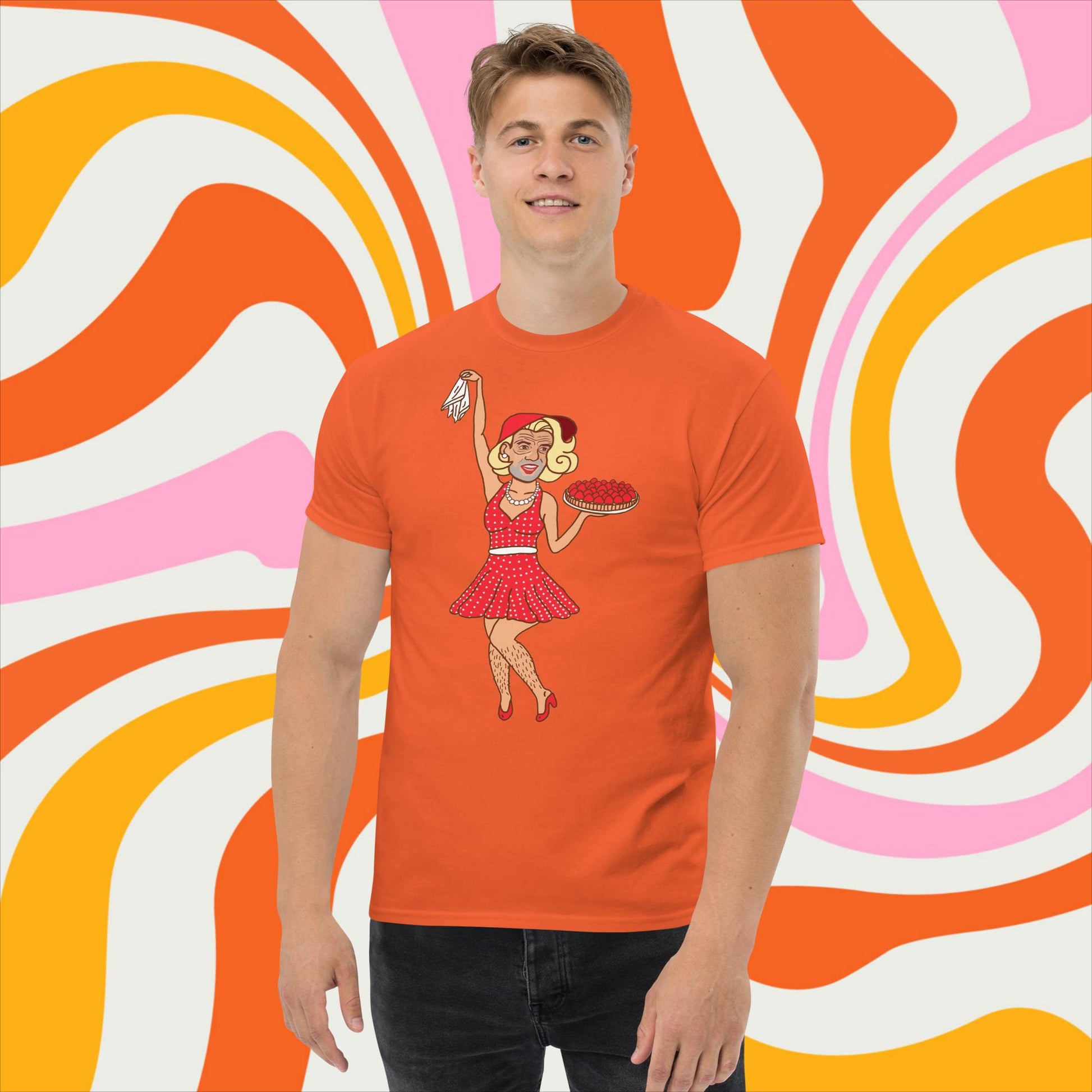 Thinnn Boy Bake Club The Fighter and The Kid TFATK Podcast Comedy 60s retro housewife Bryan Callen T-shirt Orange T-shirts Bryan Callen Podcasts Stand-up Comedy The Fighter and The Kid (TFATK) Thinnn Boy Bake Club Next Cult Brand