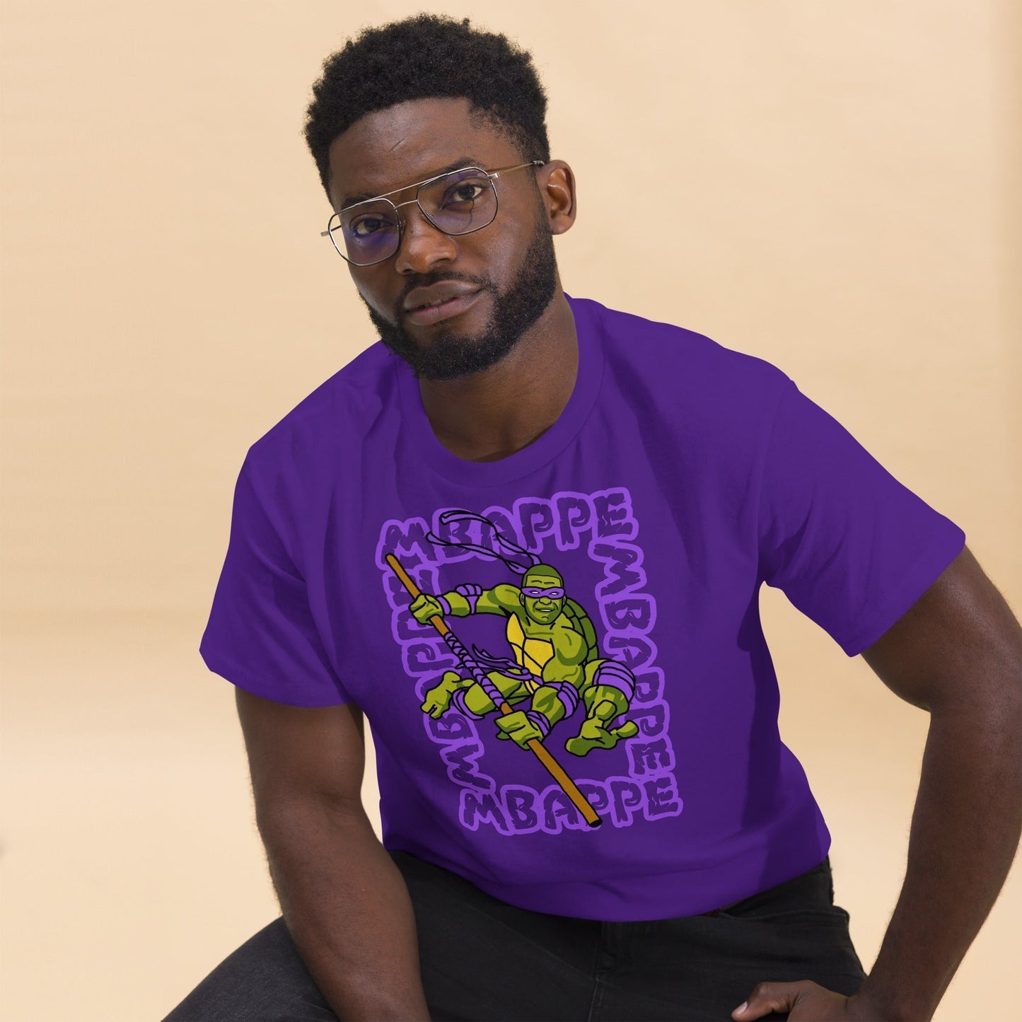 Kylian Mbappe Purple Ninja Turtle Donatello Men's classic T-shirt Next Cult Brand Donatello, Football, Kylian Mbappe, Ninja Turtles, PSG