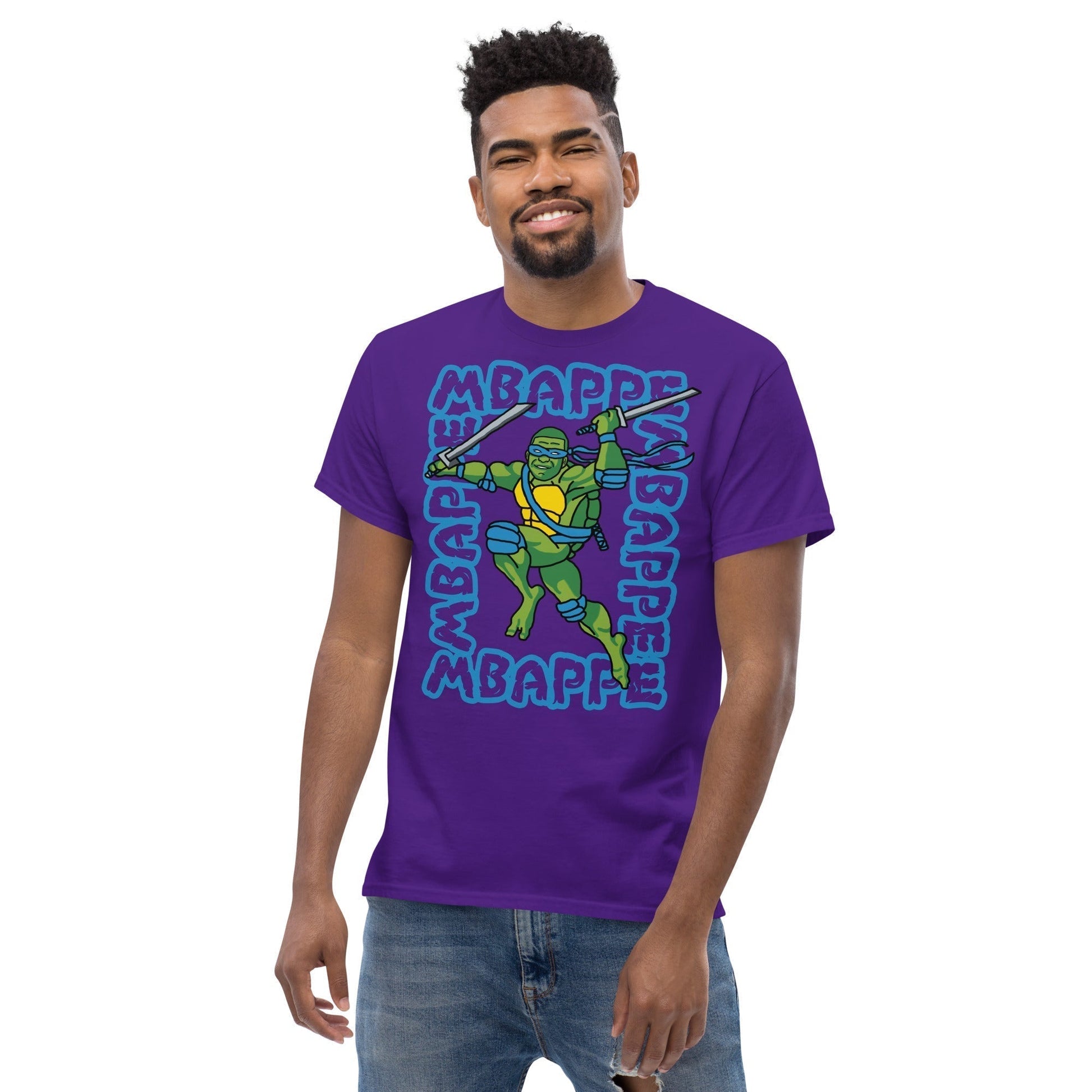 Kylian Mbappe Blue Ninja Turtle Leonardo Men's classic tee Purple T-shirts Football Kylian Mbappe Ninja Turtles PSG Real Madrid Next Cult Brand