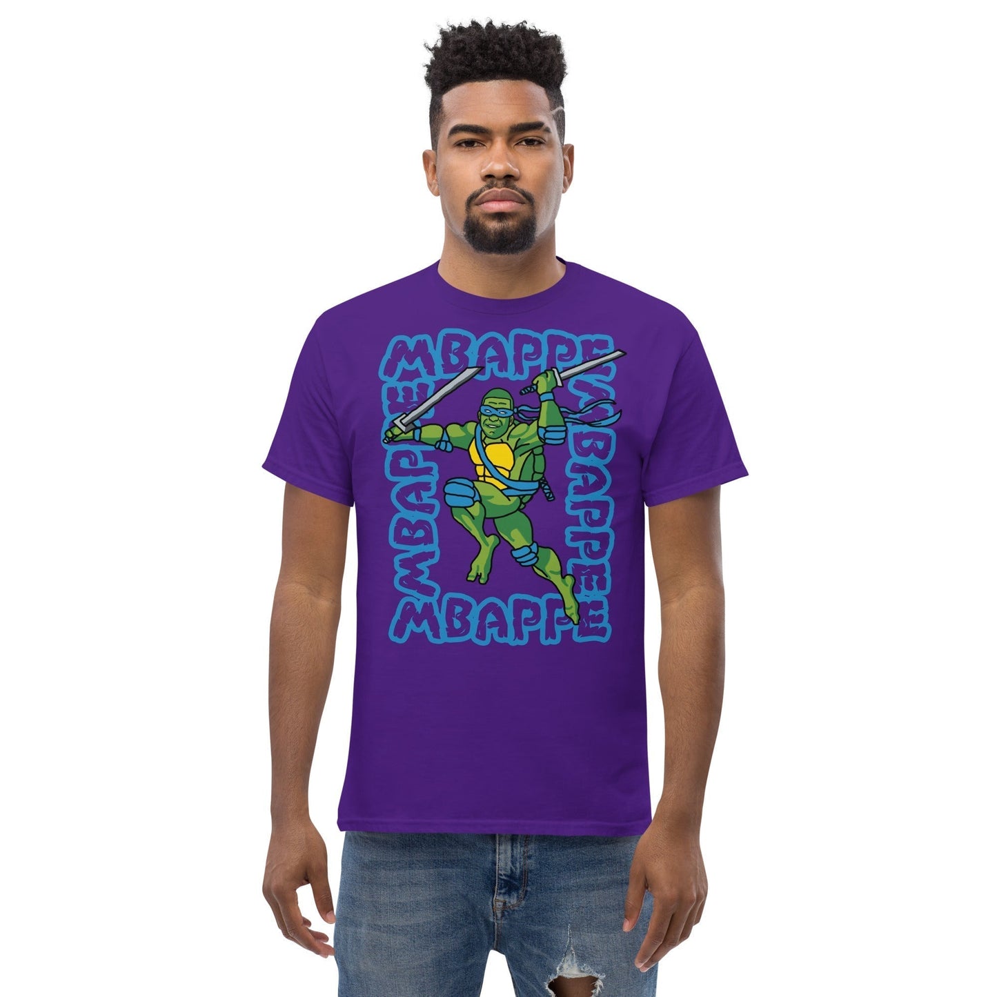 Kylian Mbappe Blue Ninja Turtle Leonardo Men's classic tee Next Cult Brand Football, Kylian Mbappe, Leonardo, Ninja Turtles, PSG