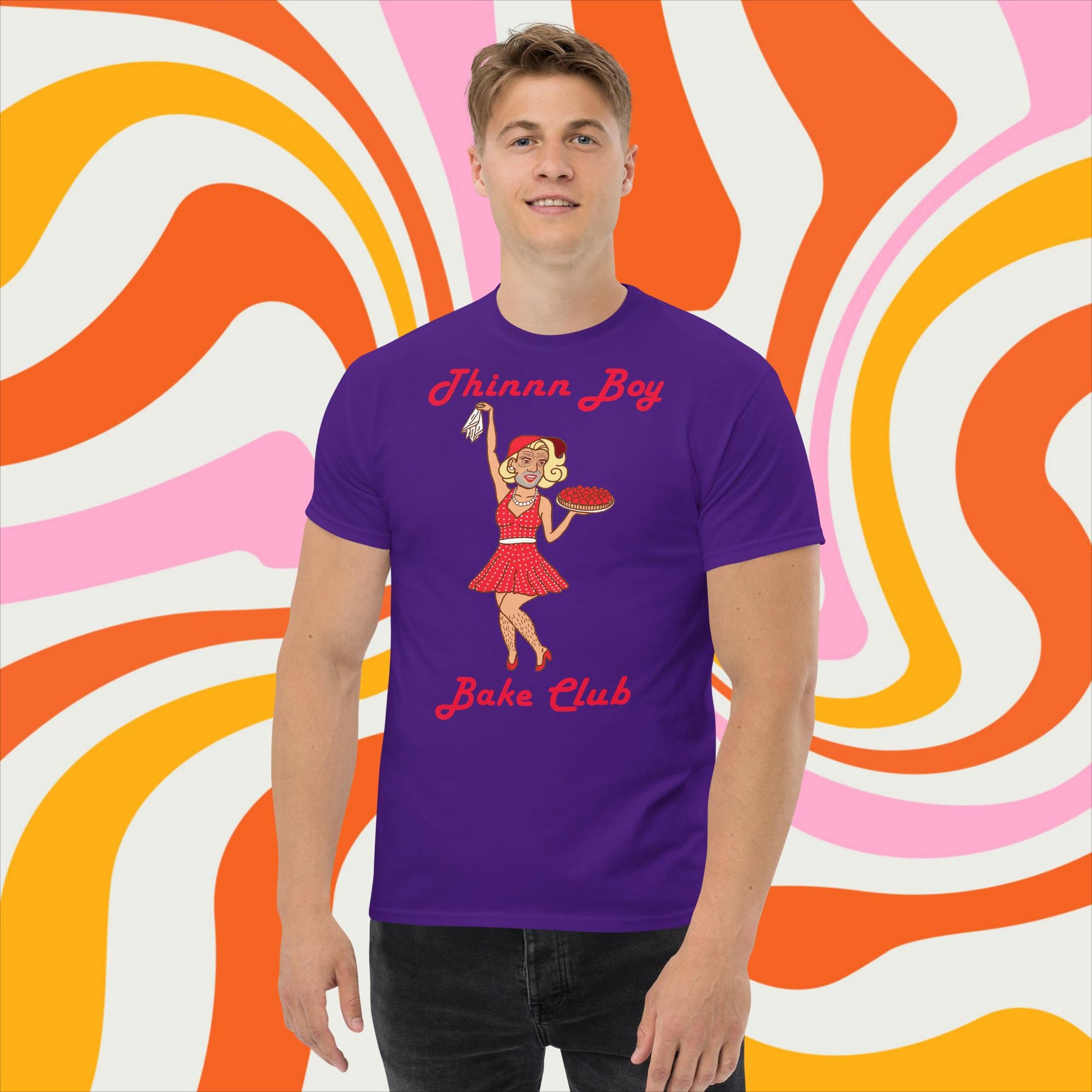 Thinnn Boy Bake Club The Fighter and The Kid TFATK Podcast Comedy 60s retro housewife Bryan Callen classic tee Purple T-shirts Bryan Callen Podcasts Stand-up Comedy The Fighter and The Kid (TFATK) Thinnn Boy Bake Club Next Cult Brand