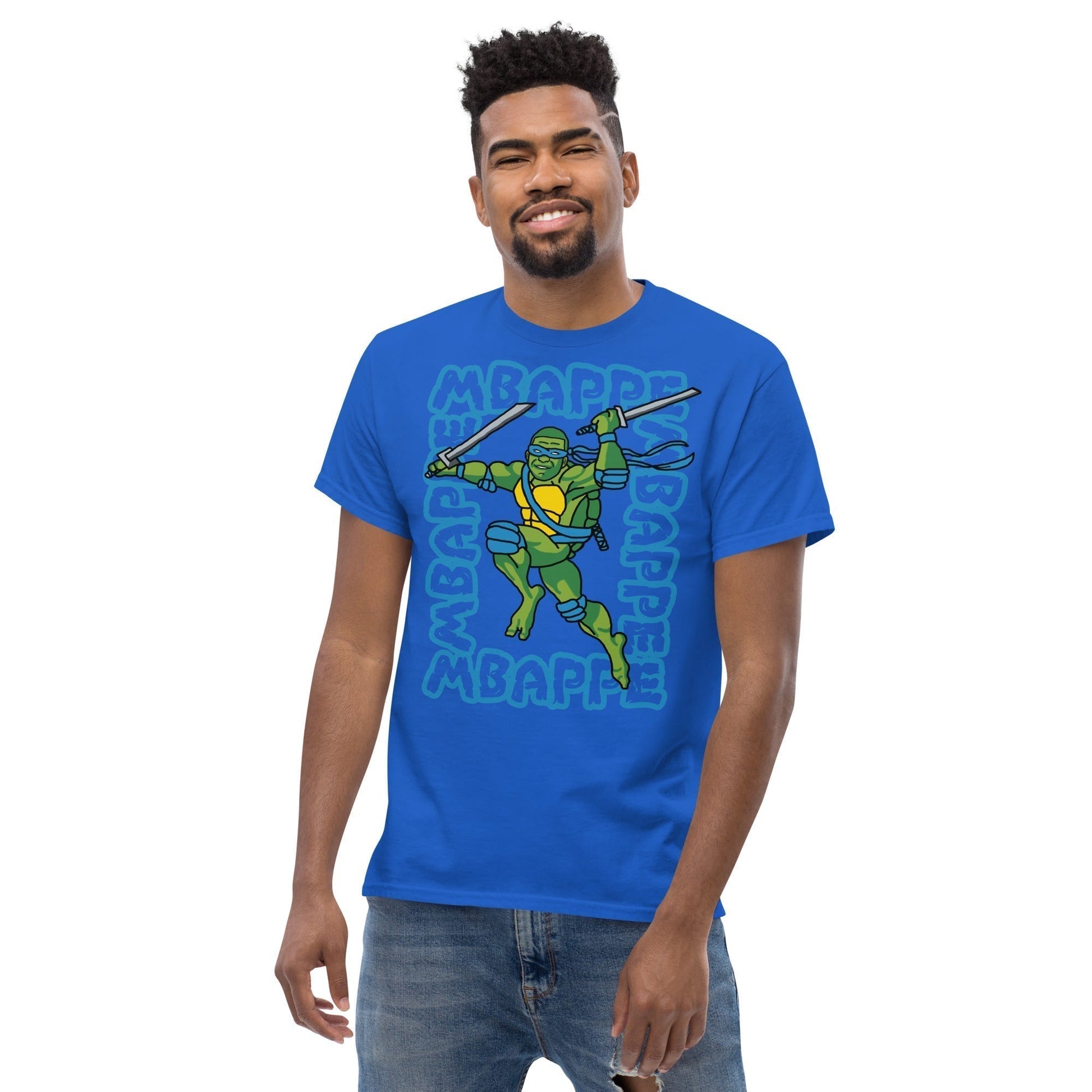 Kylian Mbappe Blue Ninja Turtle Leonardo Men's classic tee Royal T-shirts Football Kylian Mbappe Ninja Turtles PSG Real Madrid Next Cult Brand