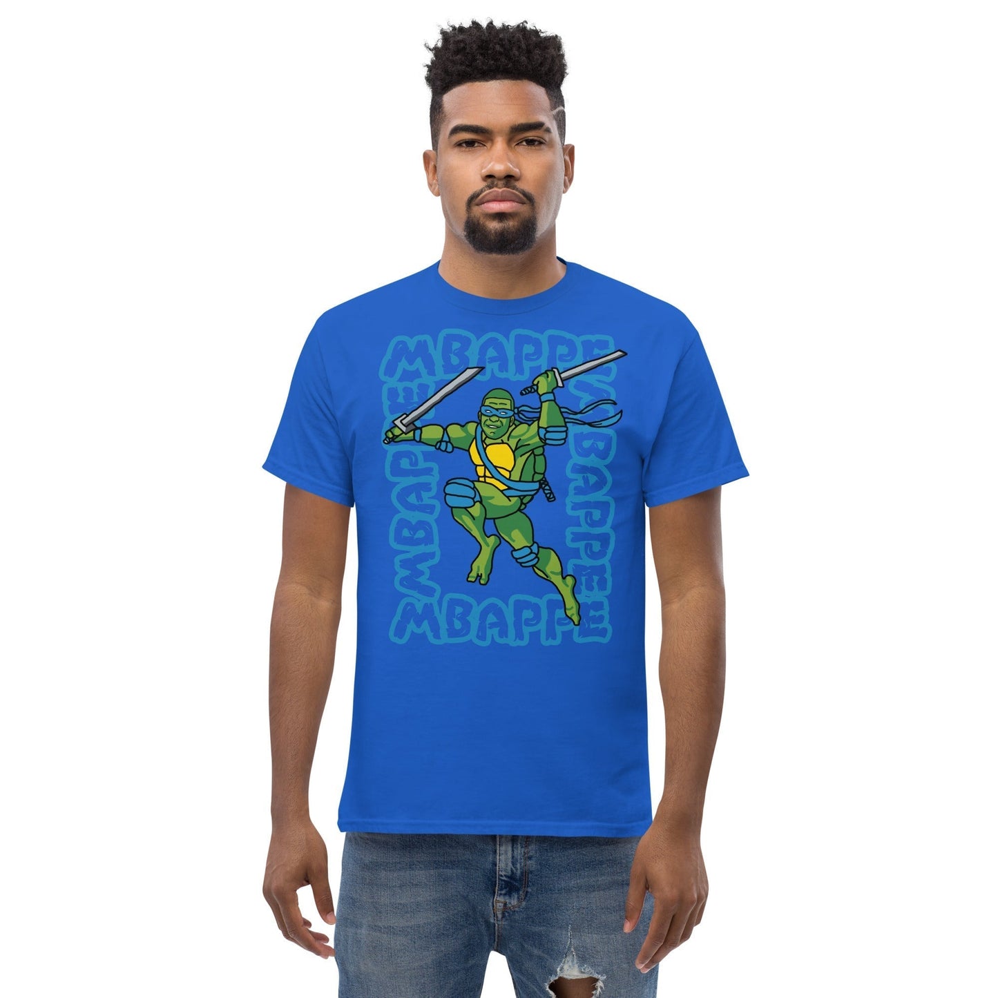 Kylian Mbappe Blue Ninja Turtle Leonardo Men's classic tee Next Cult Brand Football, Kylian Mbappe, Leonardo, Ninja Turtles, PSG