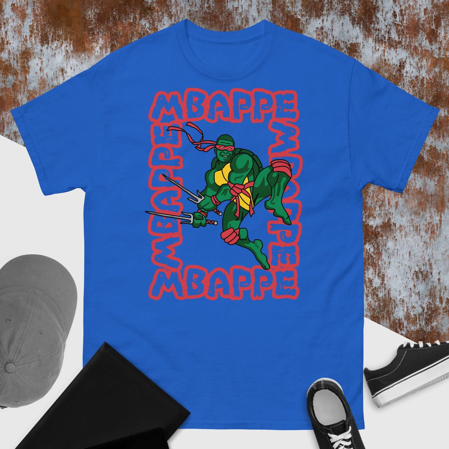 Kylian Mbappe Red Ninja Turtle Raphael Men's classic tee Next Cult Brand Football, Kylian Mbappe, Ninja Turtles, PSG, Raphael