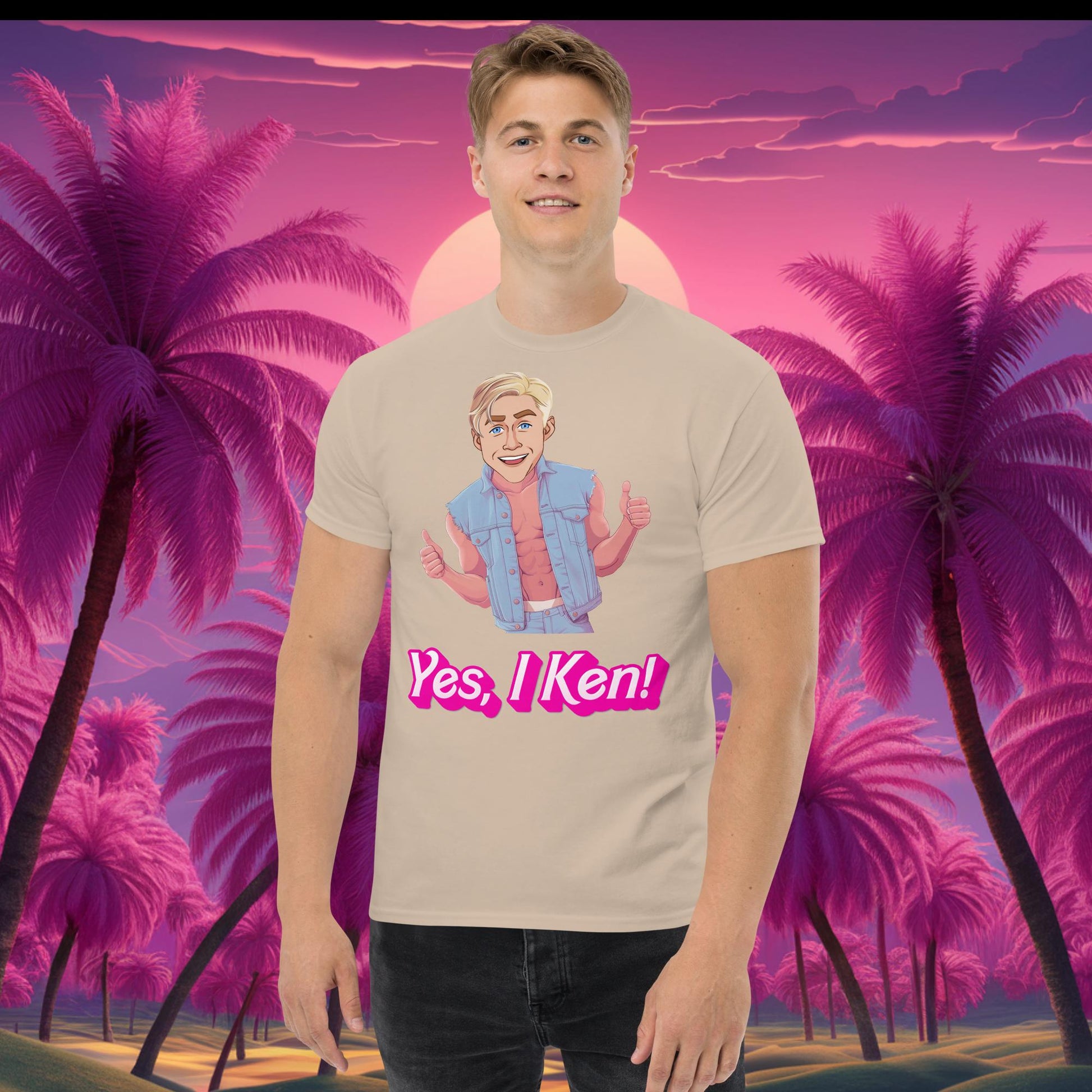 Yes I Ken Yes I can Ryan Gosling Ken Barbie Movie tee Sand T-shirts Barbie Celebrities Ken Movies Ryan Gosling Next Cult Brand