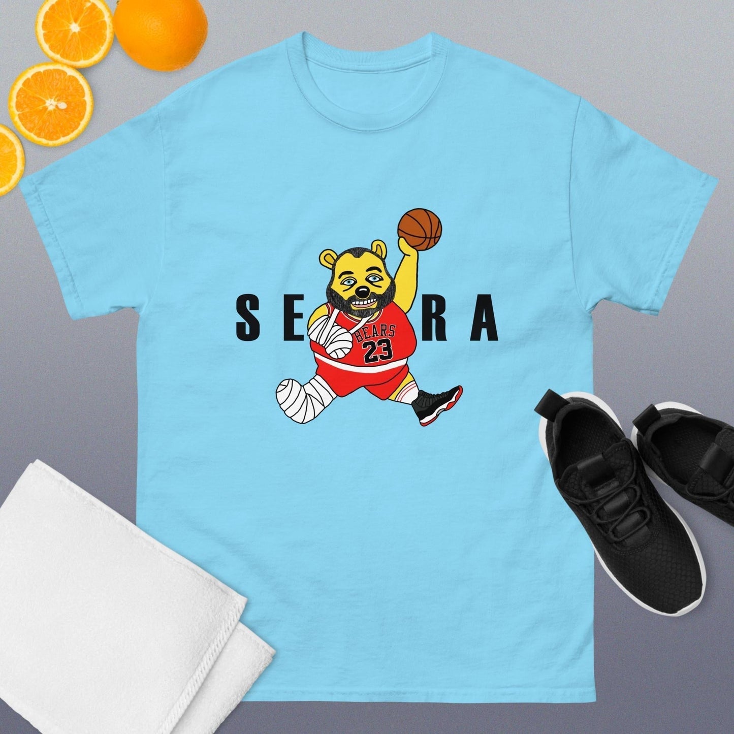 Air Segura, Tom Segura Basketball, Your Mom's House (YMH), 2 Bears 1 Cave, Funny Men's classic tee Sky T-shirts 2 Bears 1 Cave Air Segura Podcasts Stand-up Comedy Tom Segura YMH Next Cult Brand