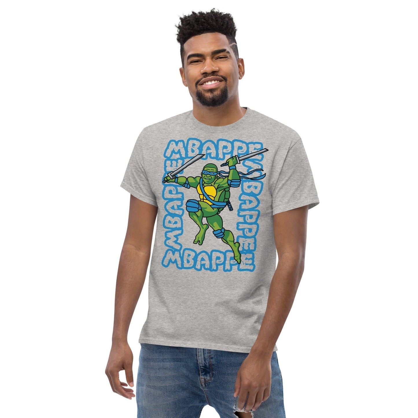 Kylian Mbappe Blue Ninja Turtle Leonardo Men's classic tee Next Cult Brand Football, Kylian Mbappe, Leonardo, Ninja Turtles, PSG