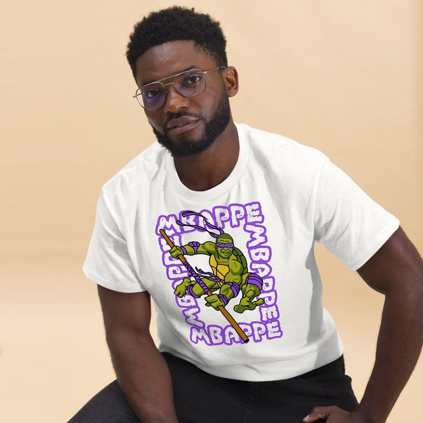 Kylian Mbappe Purple Ninja Turtle Donatello Men's classic T-shirt Next Cult Brand Donatello, Football, Kylian Mbappe, Ninja Turtles, PSG