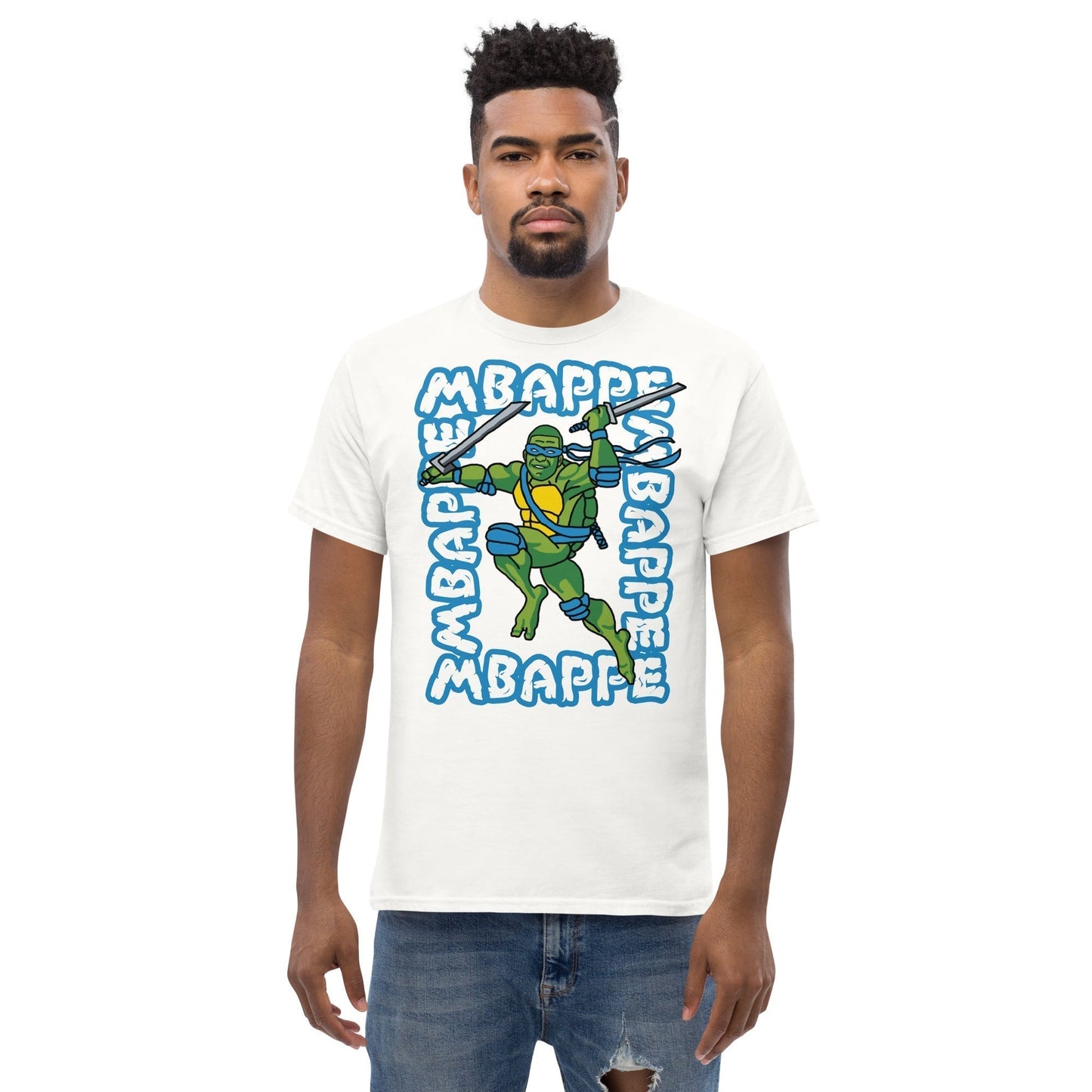 Kylian Mbappe Blue Ninja Turtle Leonardo Men's classic tee T-shirts Football Kylian Mbappe Ninja Turtles PSG Real Madrid Next Cult Brand