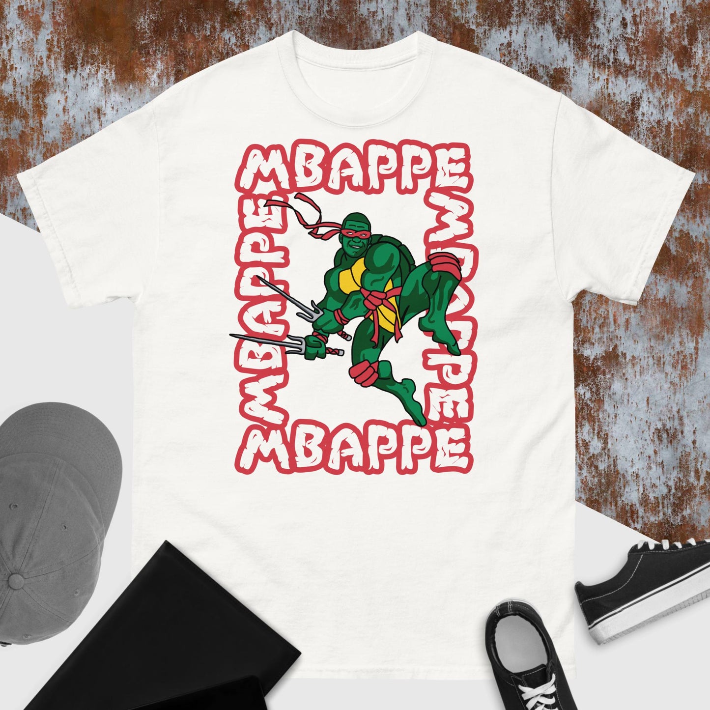 Kylian Mbappe Red Ninja Turtle Raphael Men's classic tee Next Cult Brand Football, Kylian Mbappe, Ninja Turtles, PSG, Raphael