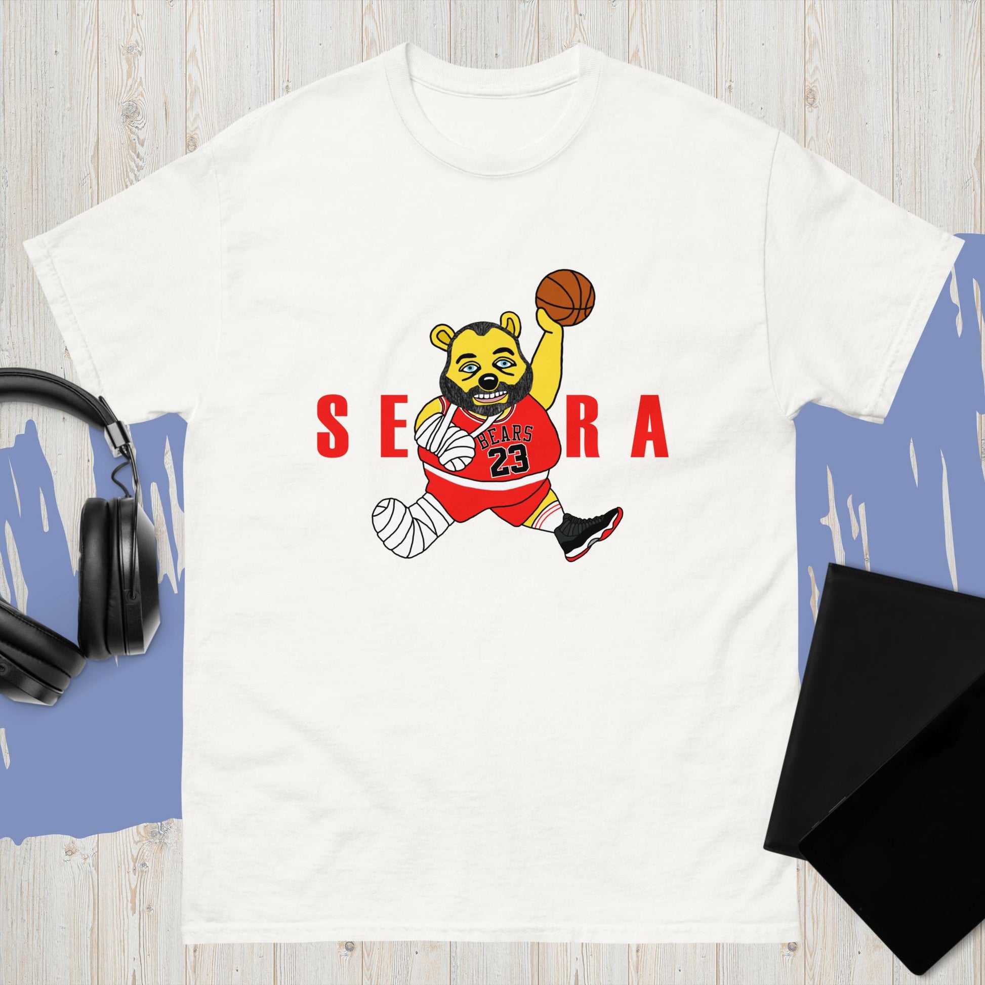 Air Segura, Tom Segura Basketball, Your Mom's House (YMH), 2 Bears 1 Cave, Funny Men's classic T-shirt White T-shirts 2 Bears 1 Cave Air Segura Podcasts Stand-up Comedy Tom Segura YMH Next Cult Brand