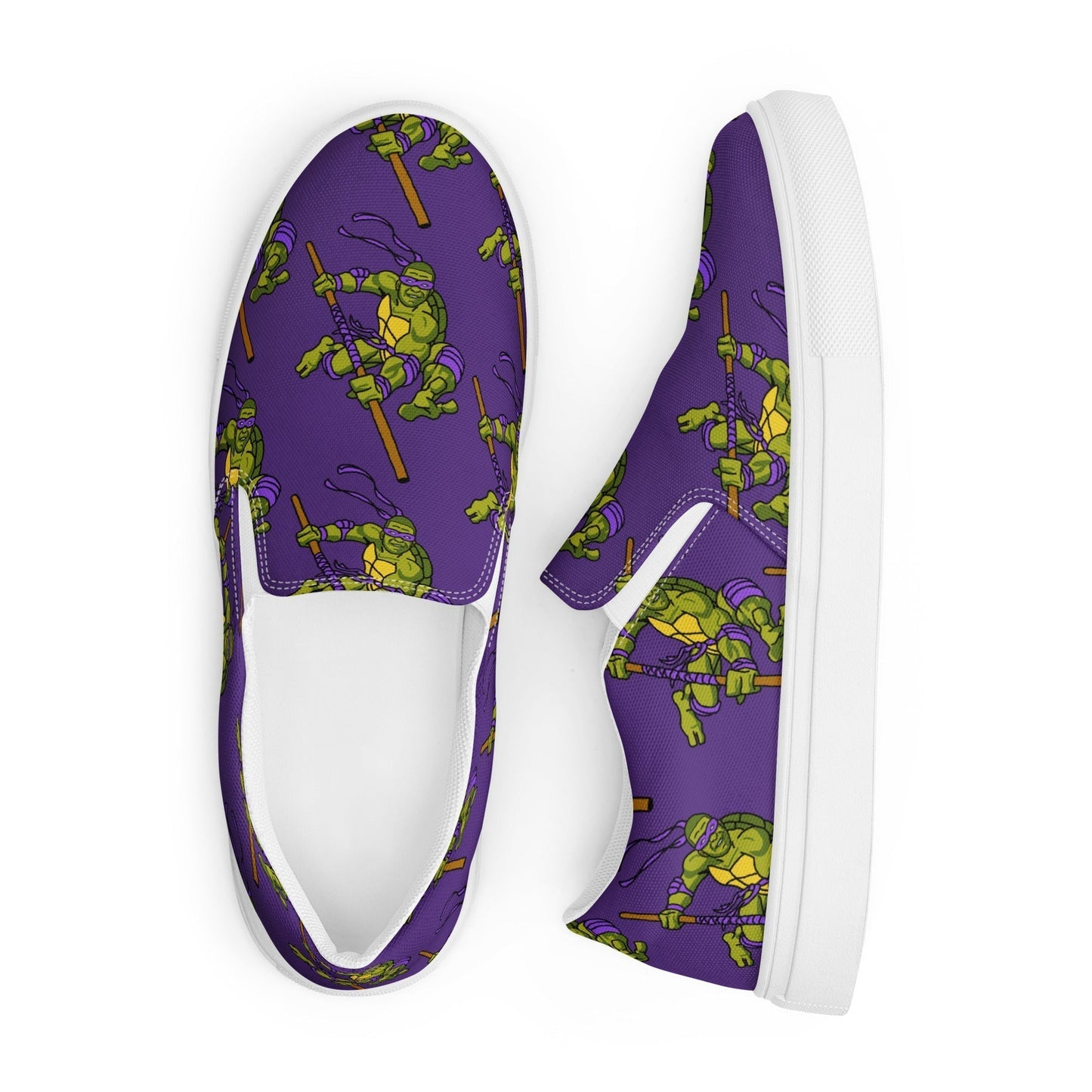 Kylian Mbappe Purple Ninja Turtle Donatello Men’s slip-on canvas shoes 13 Shoes Football Kylian Mbappe Ninja Turtles PSG Real Madrid Next Cult Brand