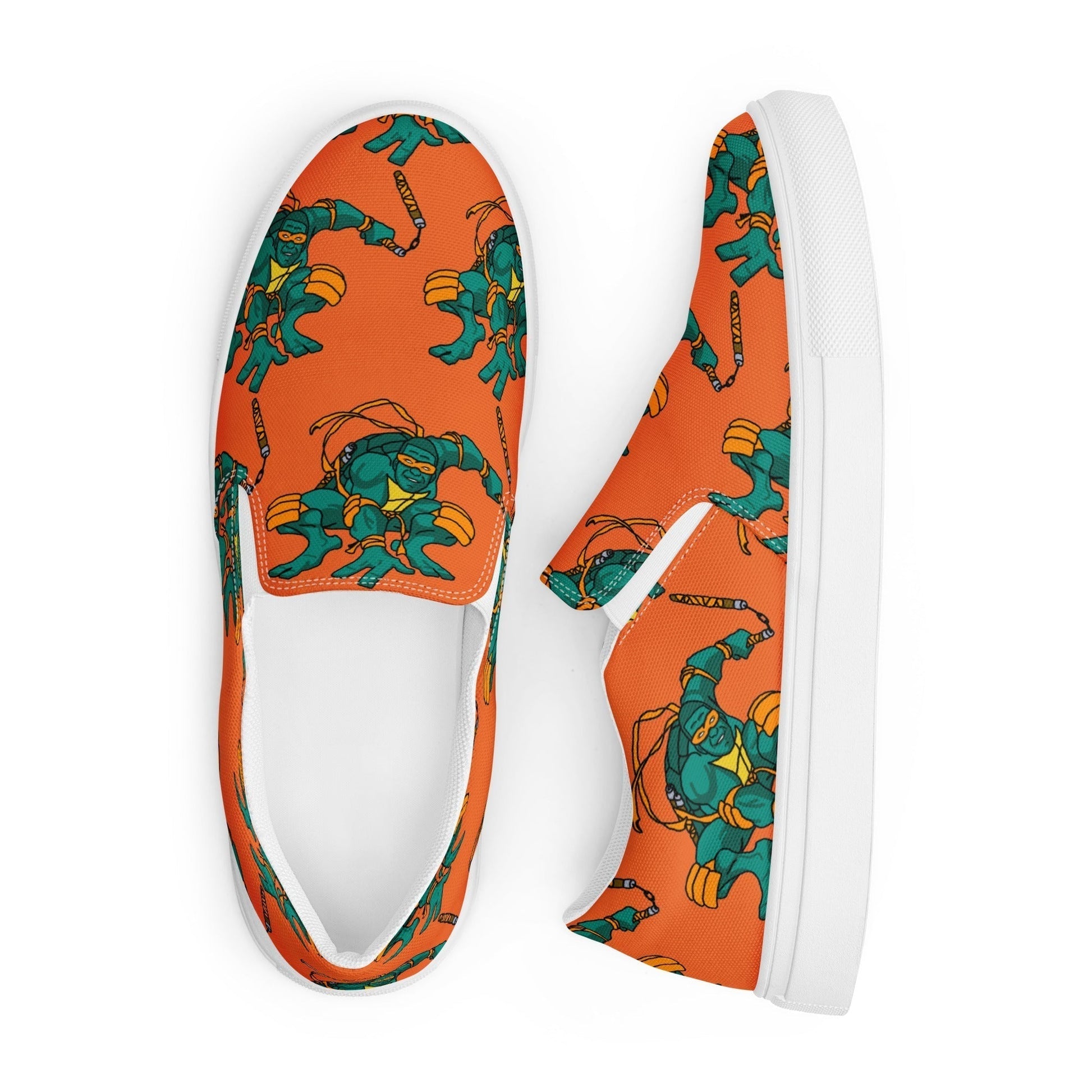 Kylian Mbappe Orange Ninja Turtle Michelangelo Men’s slip-on canvas shoes 13 Shoes Football Kylian Mbappe Ninja Turtles PSG Real Madrid Next Cult Brand