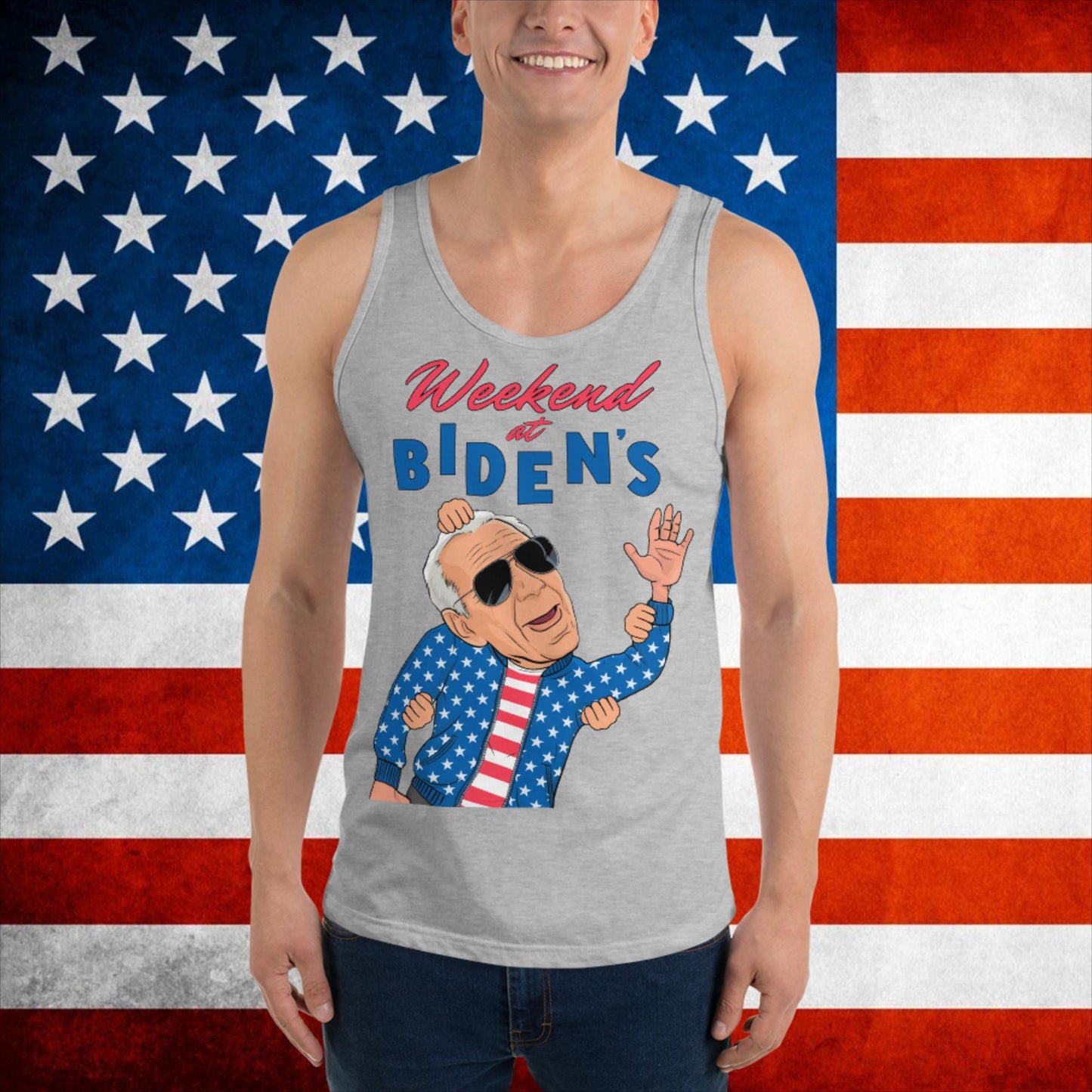 Weekend at Biden's Joe Biden Meme Democrat Republican Trump Trump Gift Biden Gift 90s Vintage Tank Top Athletic Heather Tank Tops Democrats Joe Biden Politics Next Cult Brand