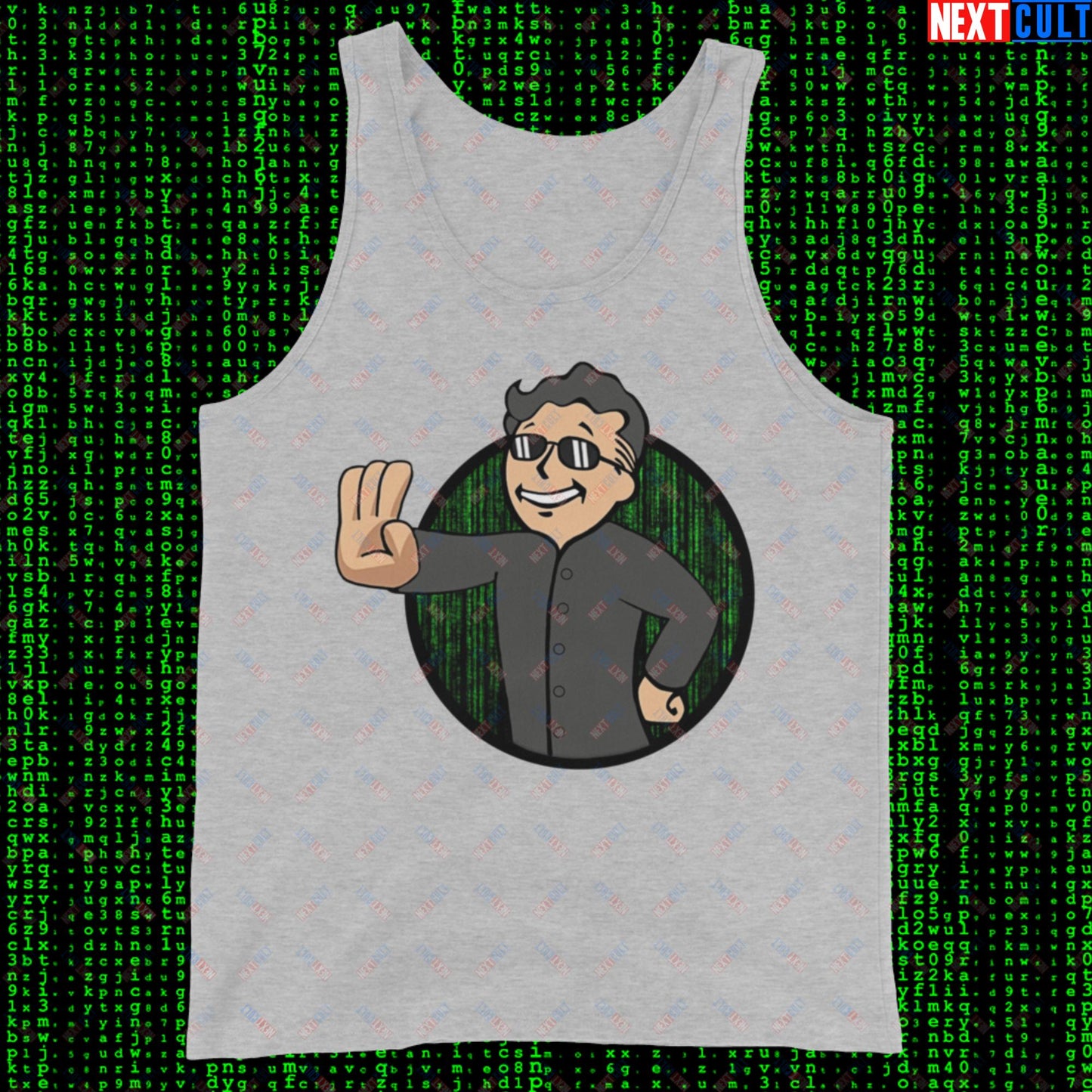 Matrix Vault Boy Fallout Funny Meme Cartoon Mashup Tank Top