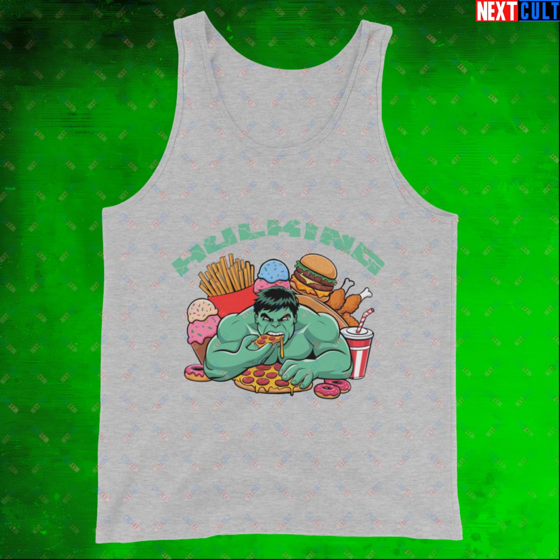 Hulking Bulking Funny Gym Meme Cartoon Tank Top Athletic Heather Tank Tops Bulking Fast Food Fitness Gym Hulk Movies Workout Next Cult Brand