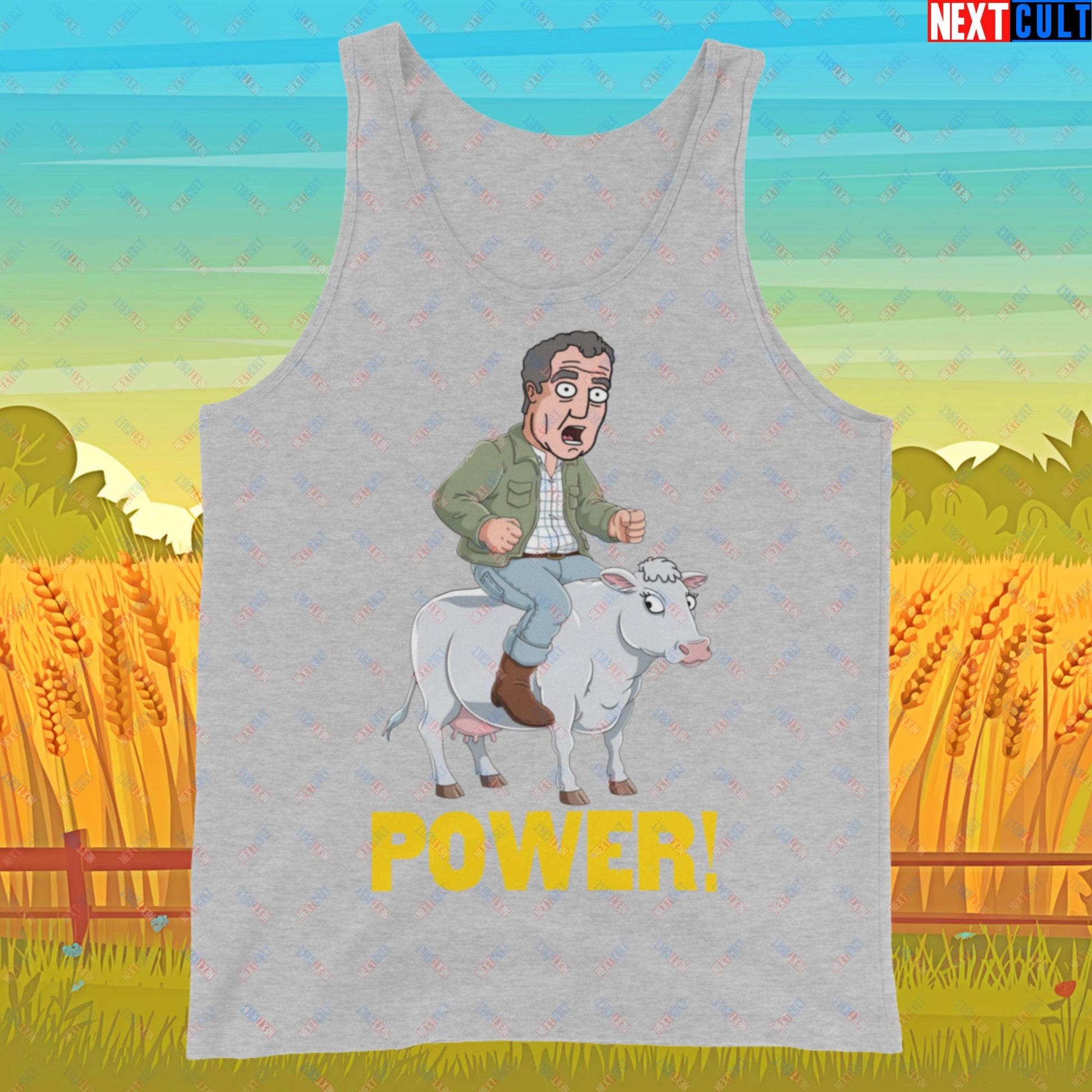 Speed and Power Pepper Cow Jeremy Clarkson's Farm Diddly Squat Grand Tour Top Gear Funny Meme Cartoon Tank Top Athletic Heather Tank Tops Clarkson's Farm Grand Tour Jeremy Clarkson Top Gear TV Shows Next Cult Brand