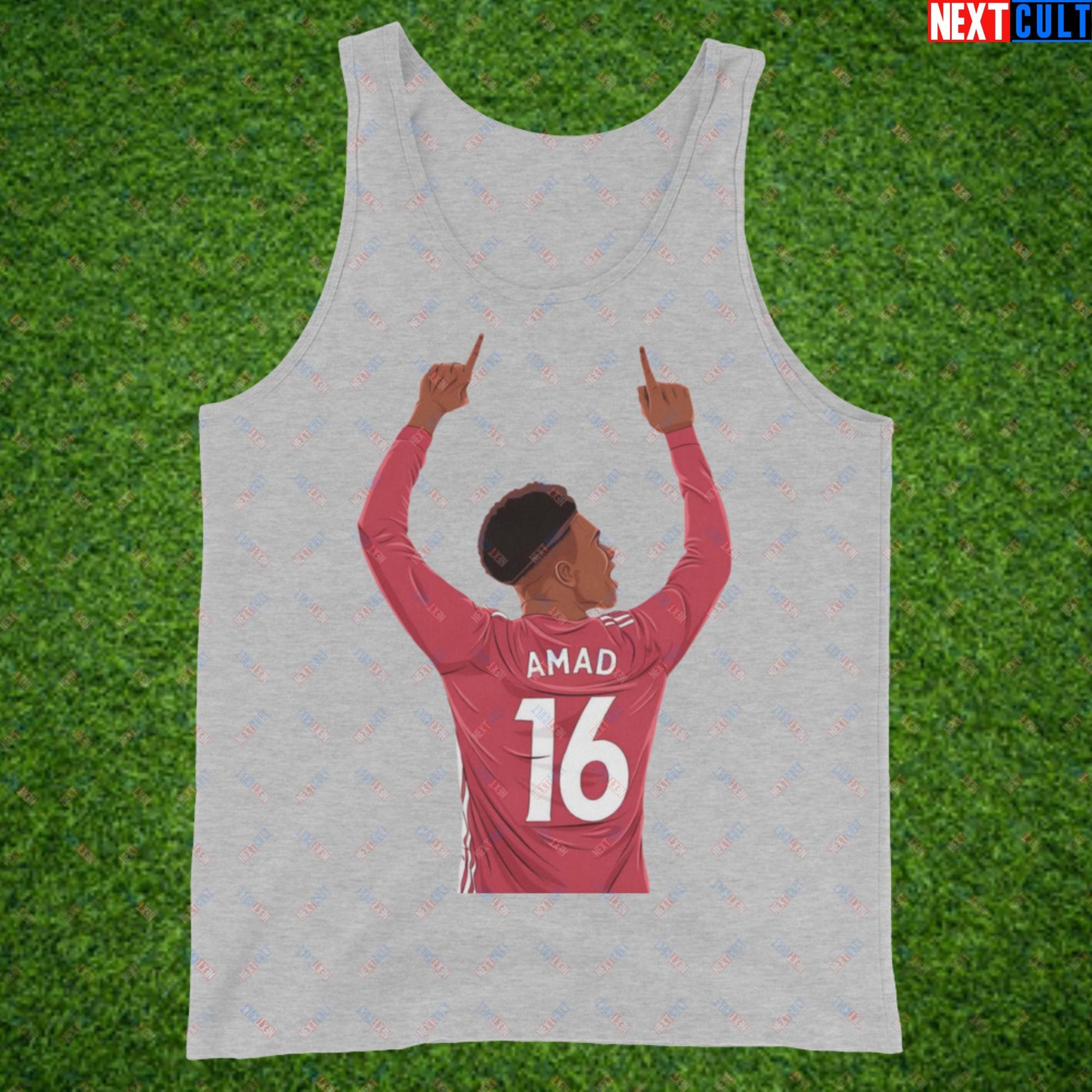 Amad Diallo Goal Celebration AMADNESS Manchester United Funny Meme Cartoon Tank Top Athletic Heather Tank Tops Amad Diallo Football Manchester United Next Cult Brand