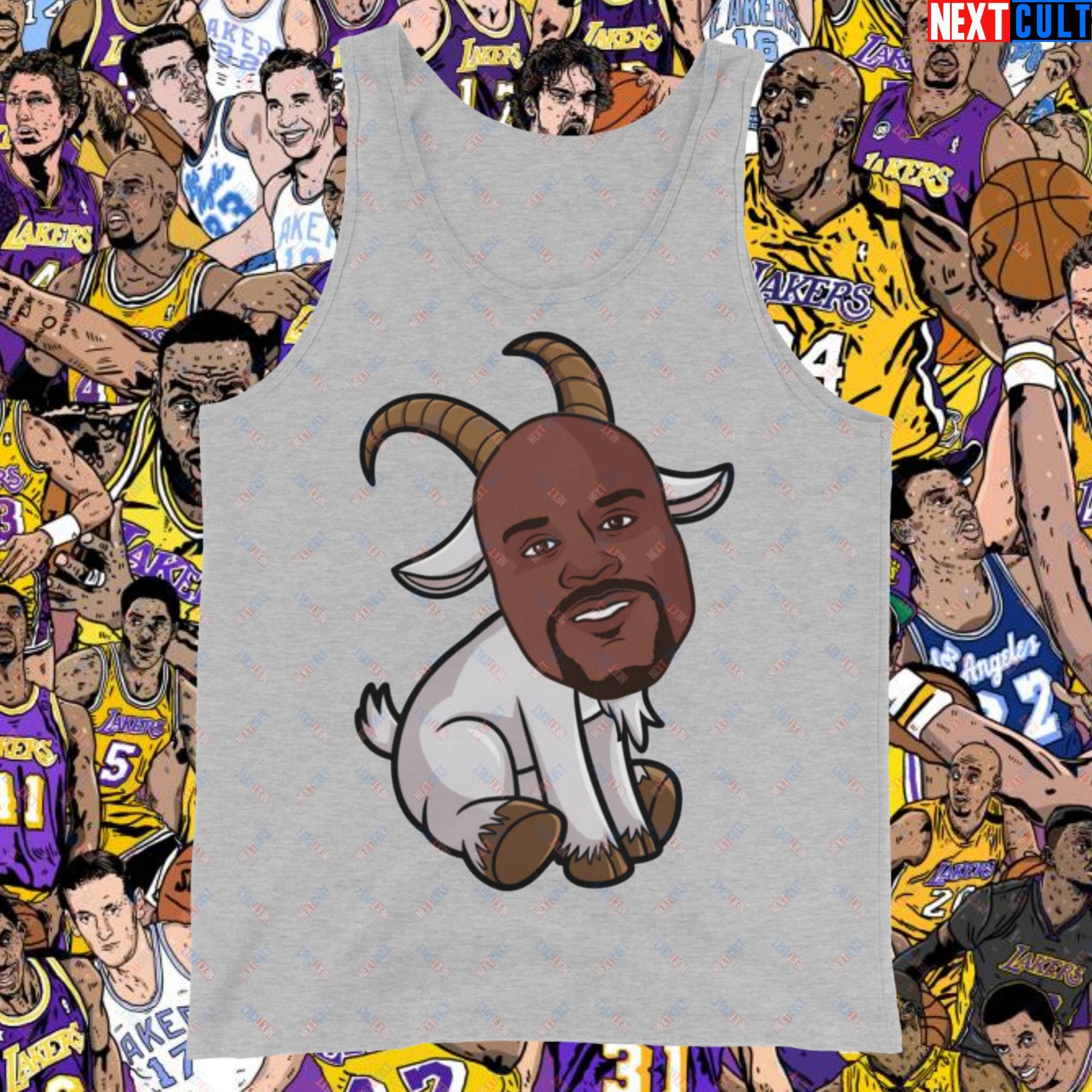 Shaquille O’Neal GOAT Tank Top - Shaq Basketball Meme Muscle Shirt - Greatest of All Time NBA Funny Cartoon Athletic Shirt for Basketball Fans - Perfect Gift for Shaq Lovers Tank Top Athletic Heather Mugs Basketball G.O.A.T. Los Angeles Lakers NBA Orlando Magic Shaq Next Cult Brand