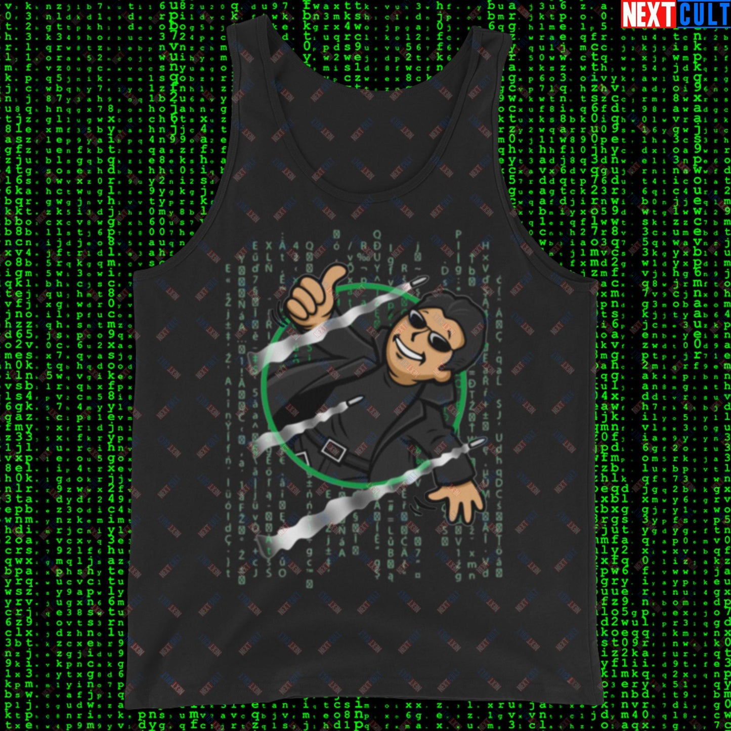 Neo Matrix Vault Boy Fallout Funny Meme Cartoon Mashup Tank Top