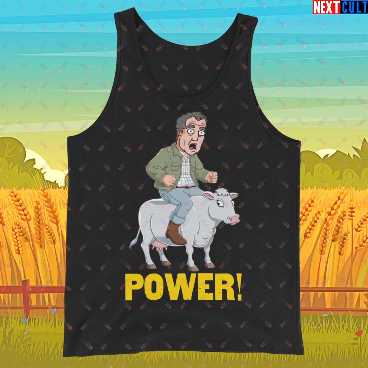 Speed and Power Pepper Cow Jeremy Clarkson's Farm Diddly Squat Grand Tour Top Gear Funny Meme Cartoon Tank Top Black Tank Tops Clarkson's Farm Grand Tour Jeremy Clarkson Top Gear TV Shows Next Cult Brand