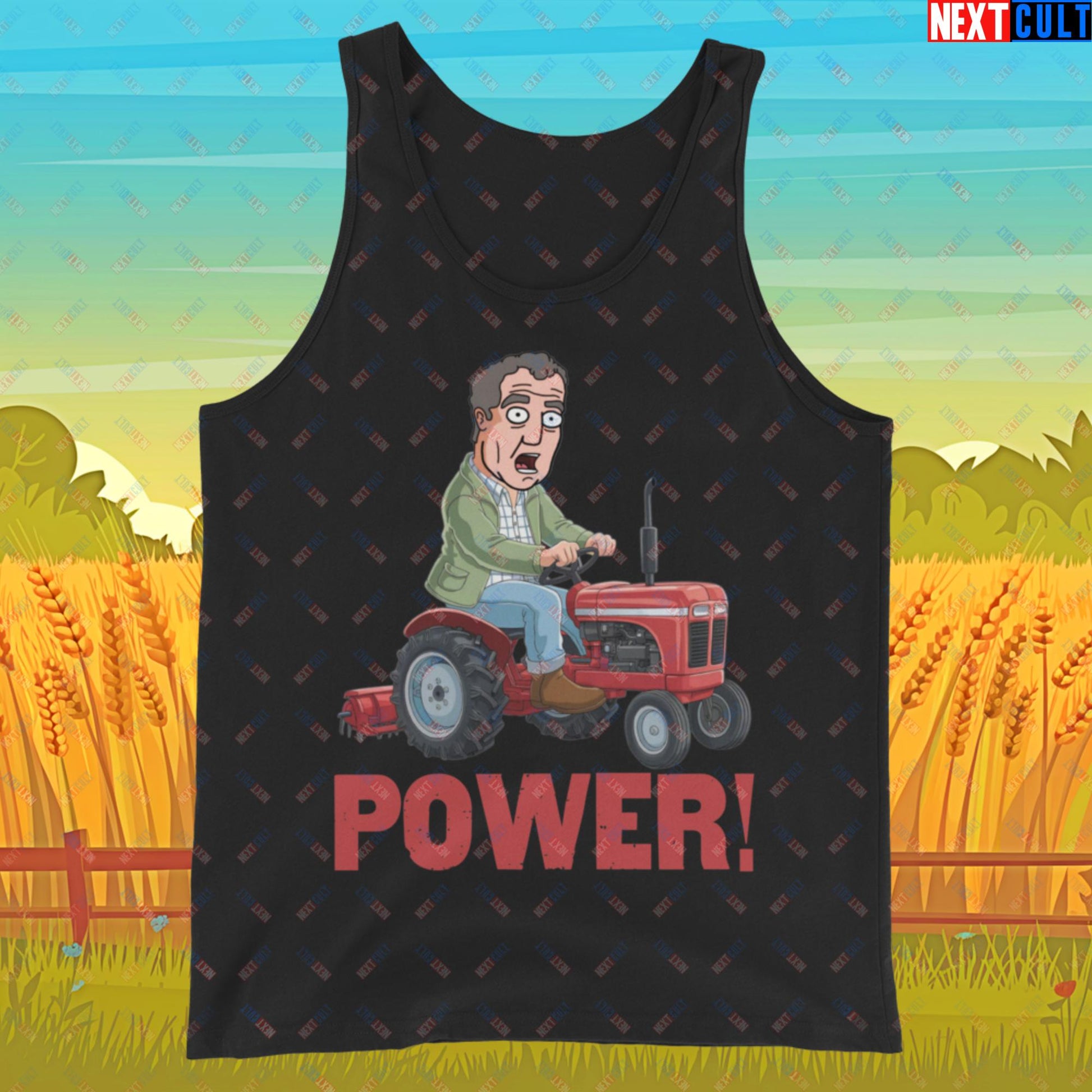 Speed and Power Tractor Jeremy Clarkson's Farm Diddly Squat Grand Tour Top Gear Funny Meme Cartoon Tank Top Black Tank Tops Clarkson's Farm Grand Tour Jeremy Clarkson Top Gear TV Shows Next Cult Brand