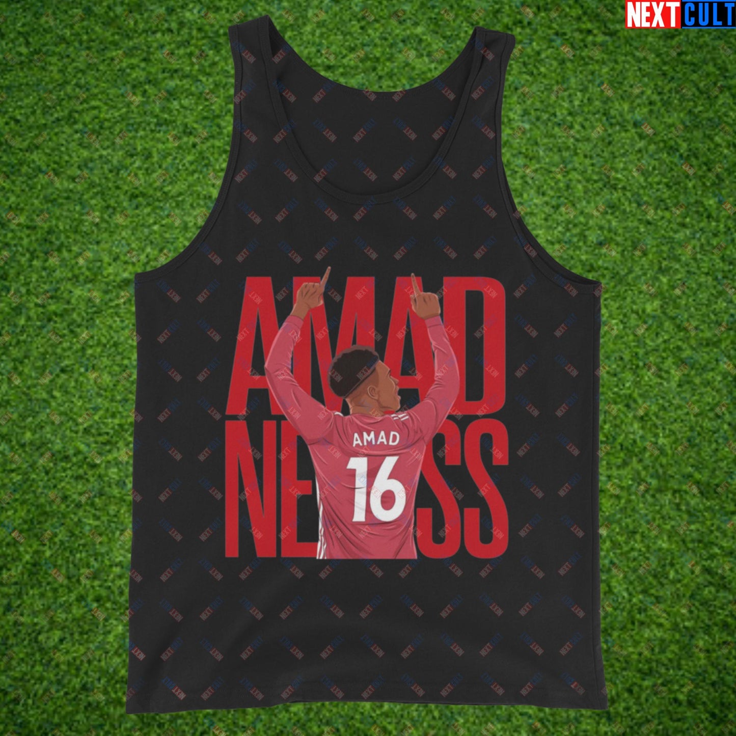 AMADNESS Amad Diallo Manchester United Funny Meme Cartoon Tank Top Black Tank Tops Football Manchester United Next Cult Brand