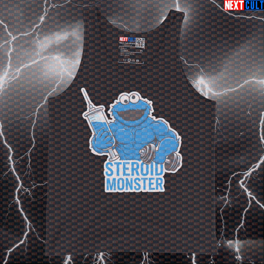 Funny Enhanced Not Natty Gym Tank Top - Steroid Monster Meme Muscle Shirt for Lifters Tank Tops Bodybuilding Cookie Monster Fitness Gym Steroids TV Workout Next Cult Brand